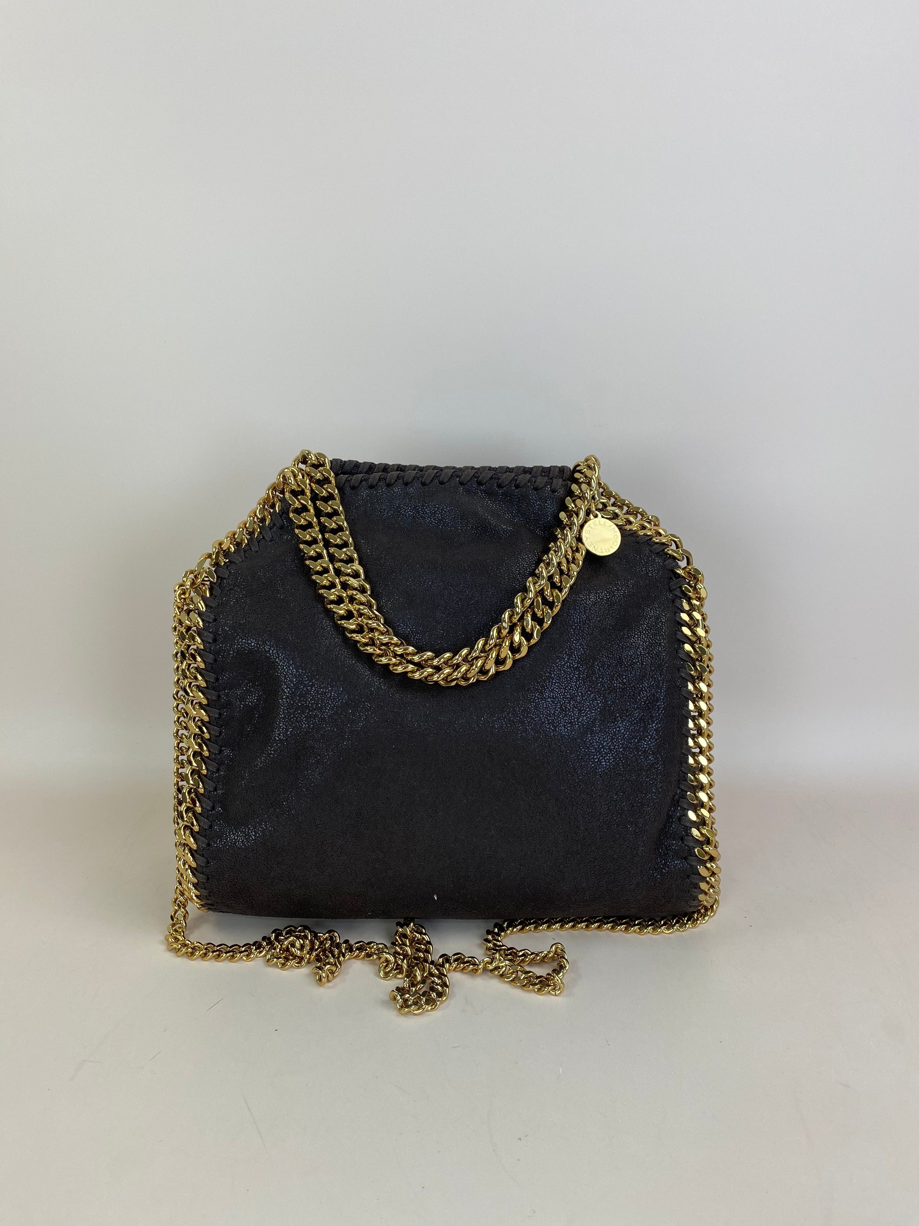 Stella Mccartney Dark Brown Falabella Mini Tote Bag with Chain