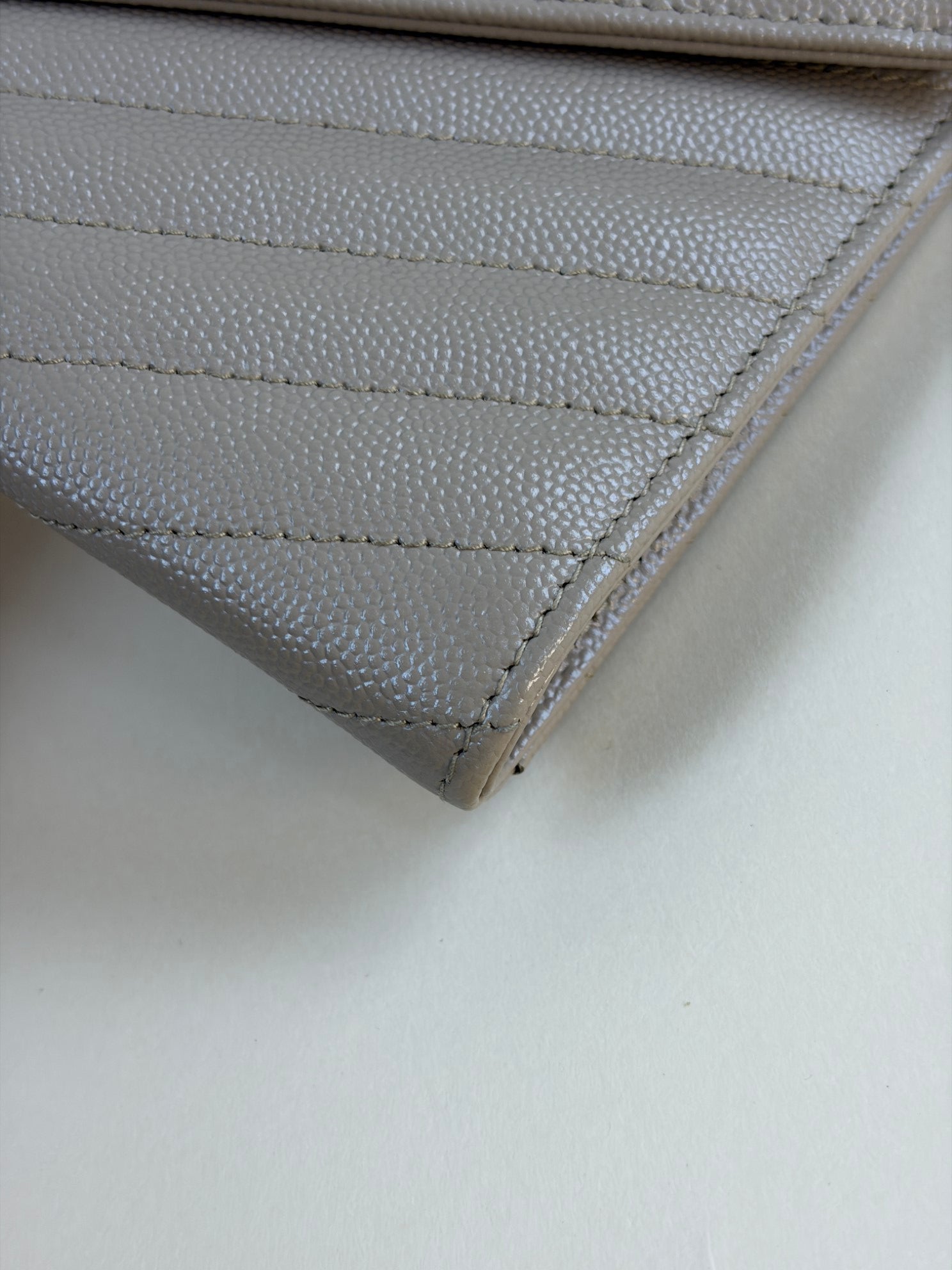 YSL Dark Beige Cassandre Matelasse Flap Pouch