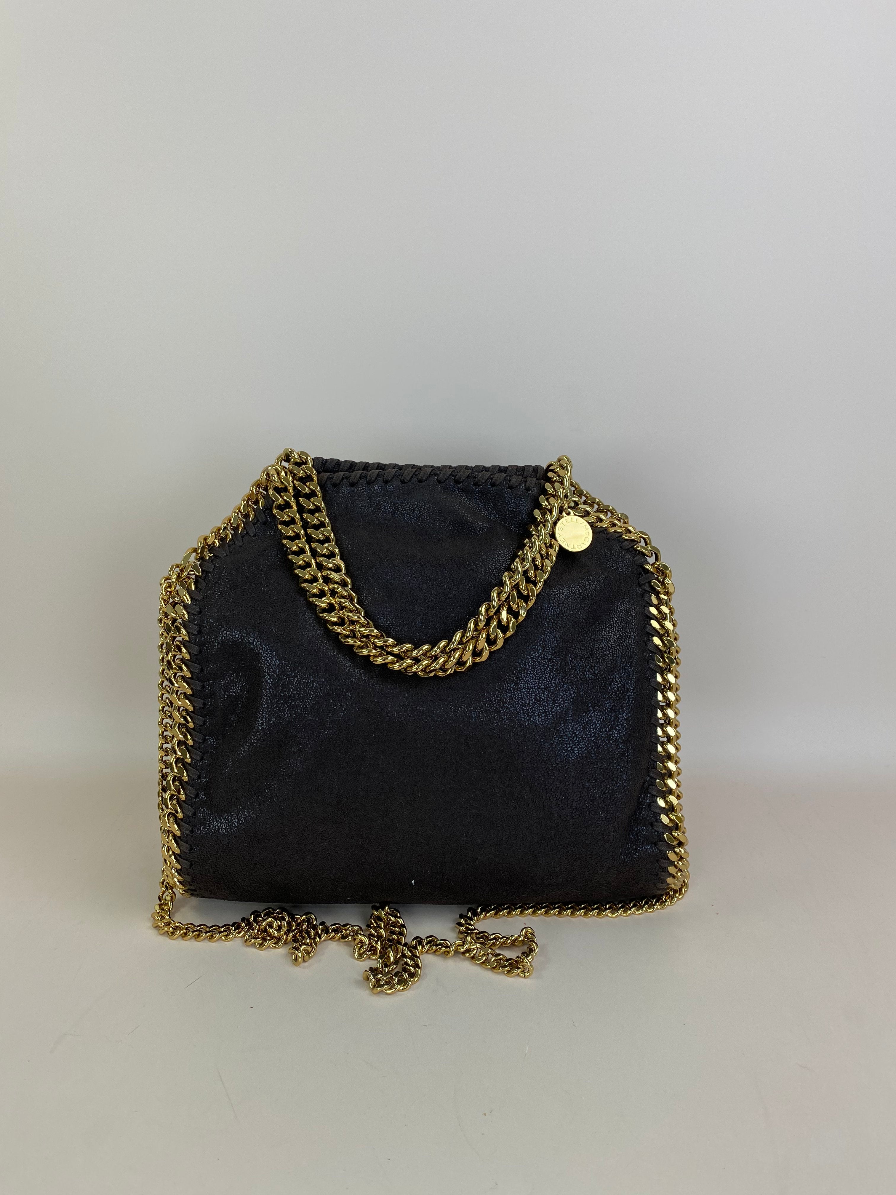 Stella Mccartney Dark Brown Falabella Mini Tote Bag with Chain