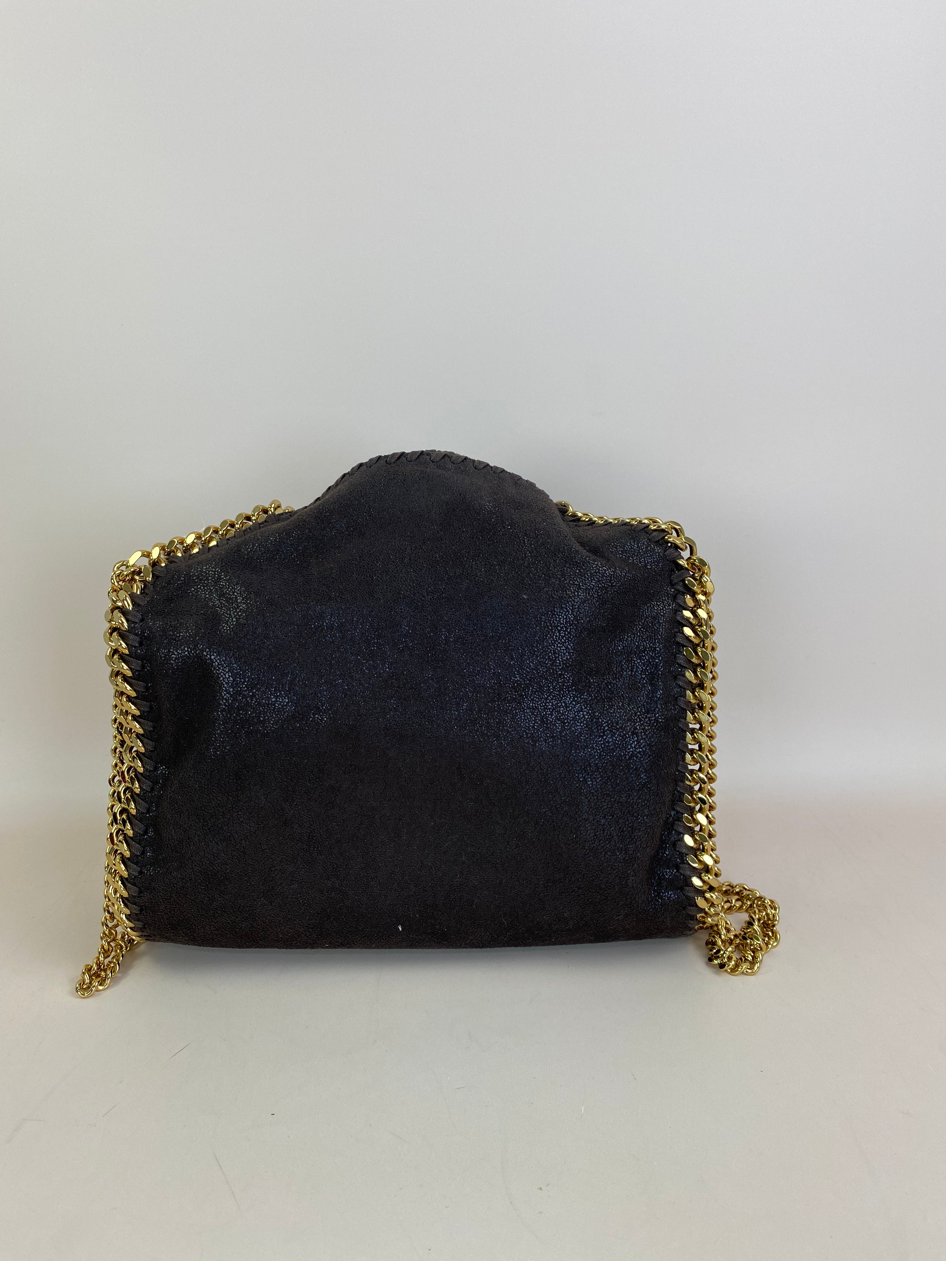 Stella Mccartney Dark Brown Falabella Mini Tote Bag with Chain