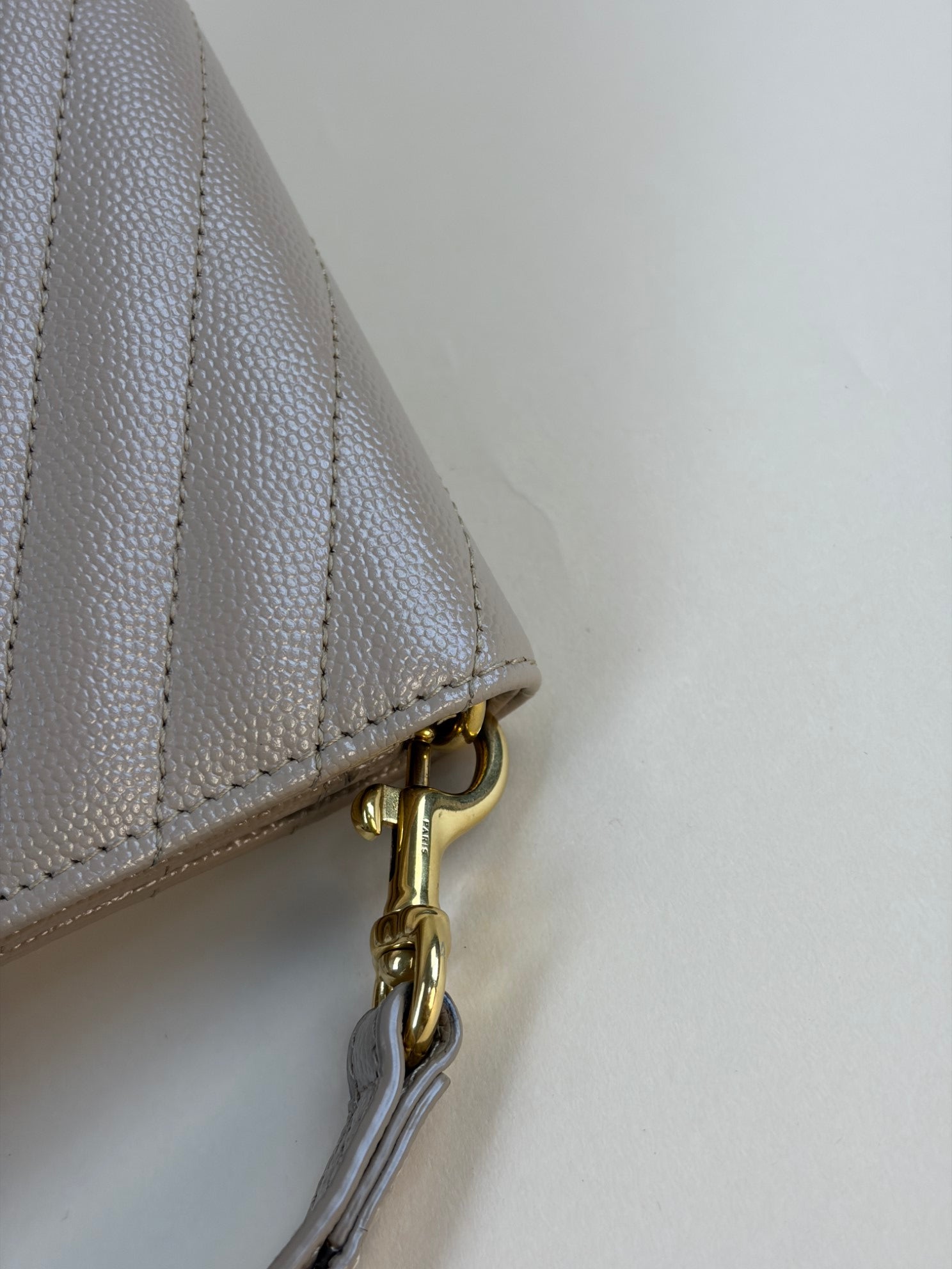 YSL Dark Beige Cassandre Matelasse Flap Pouch