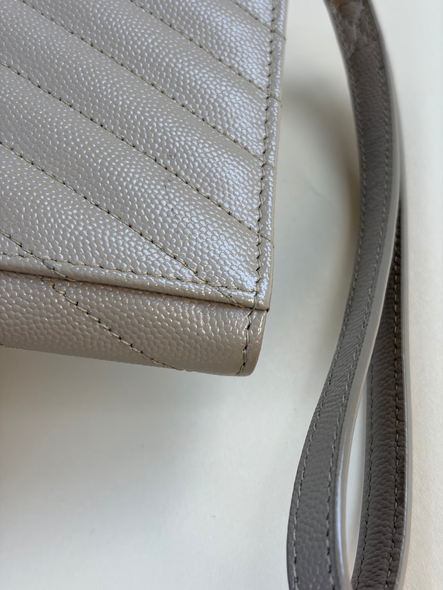 YSL Dark Beige Cassandre Matelasse Flap Pouch