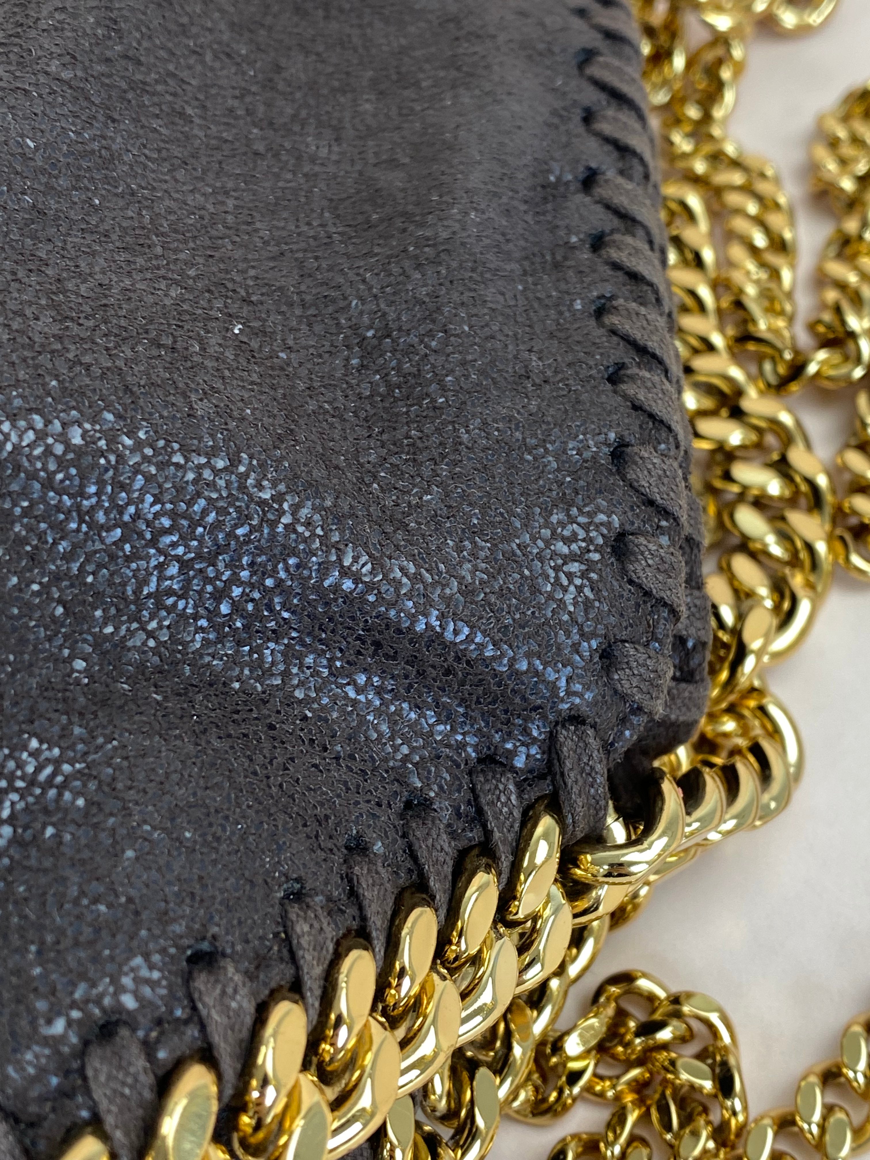 Stella Mccartney Dark Brown Falabella Mini Tote Bag with Chain