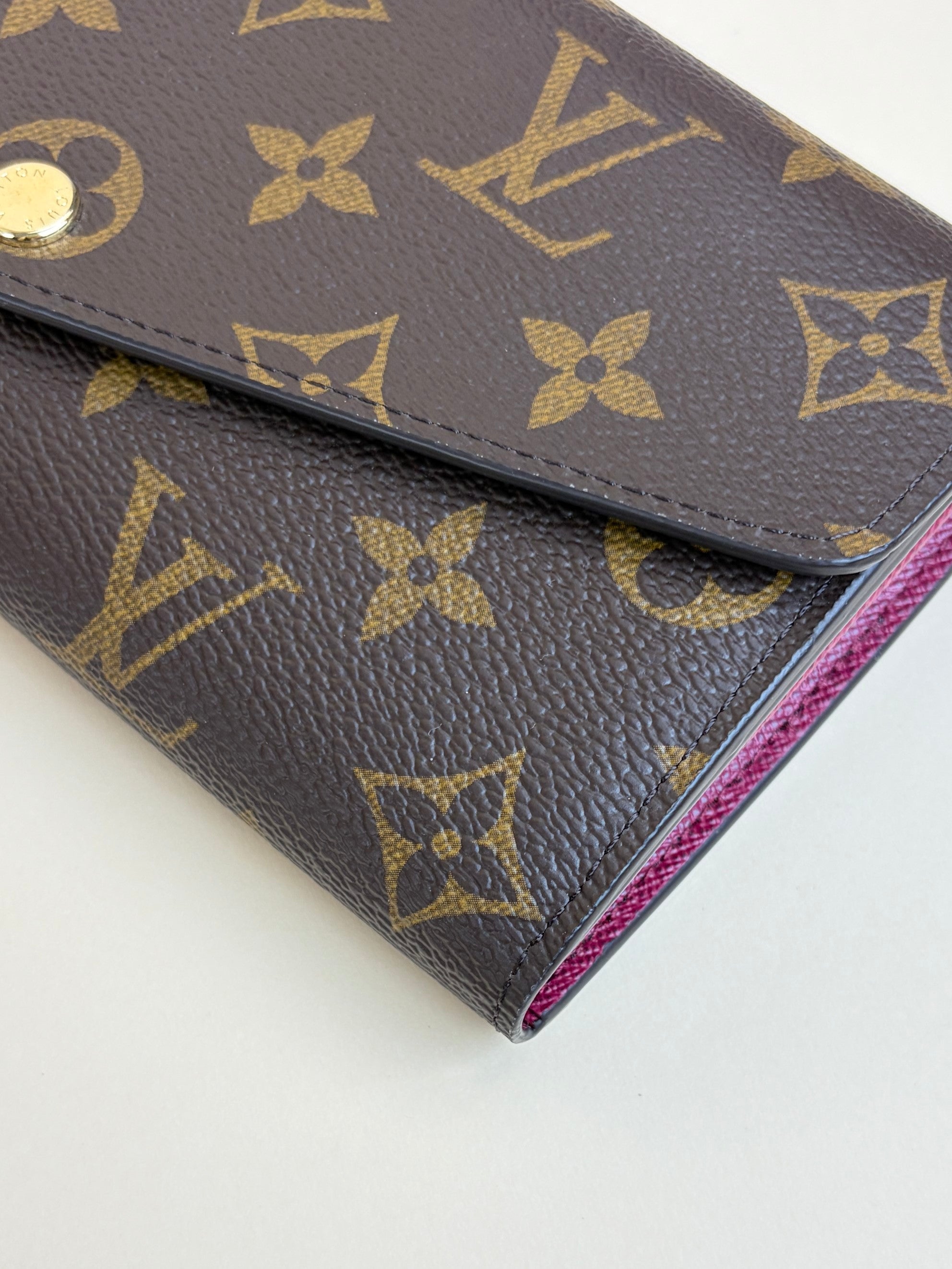 Louis Vuitton fuchsia calfskin and Monogram canvas Sarah