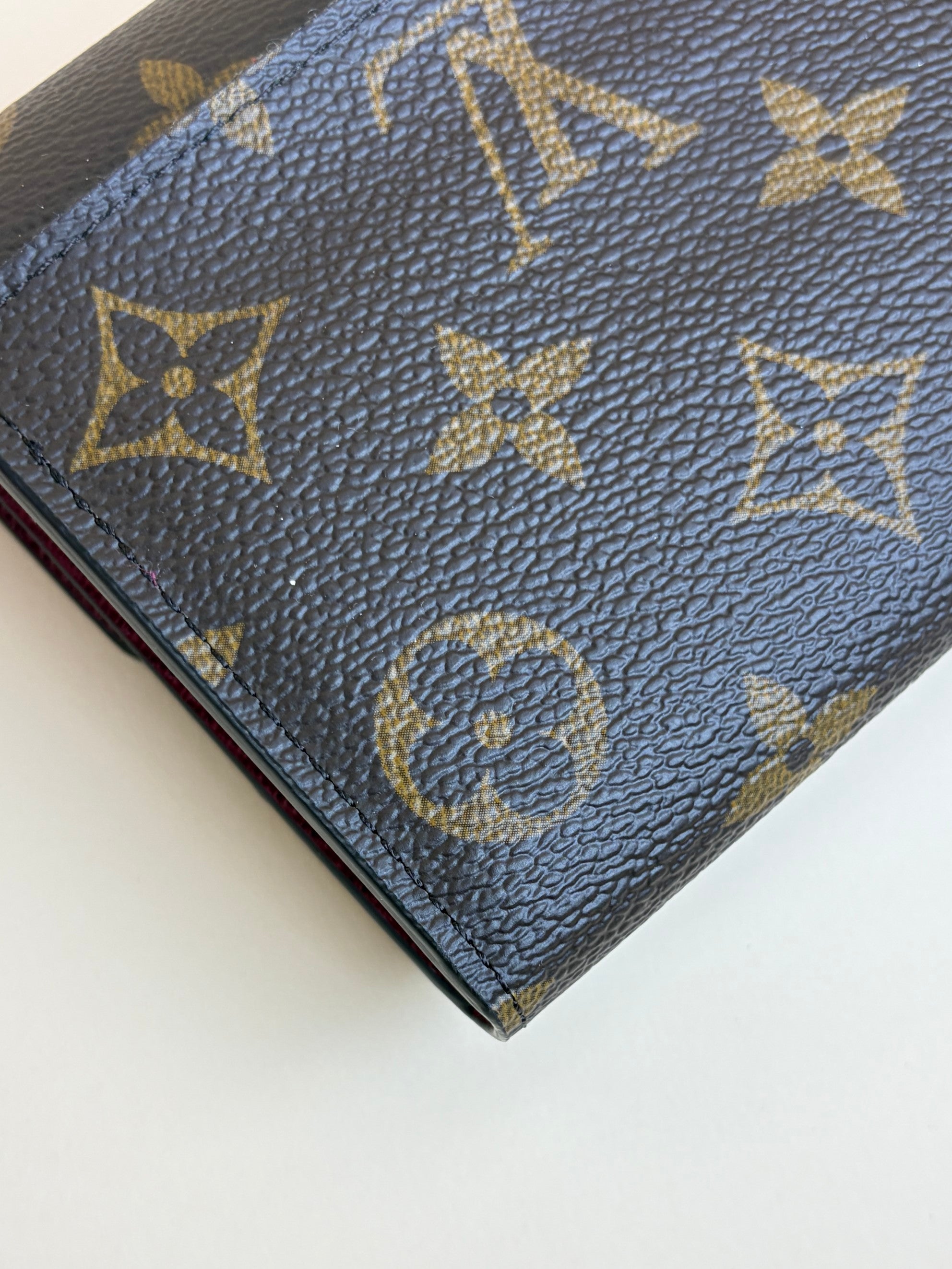 Louis Vuitton fuchsia calfskin and Monogram canvas Sarah