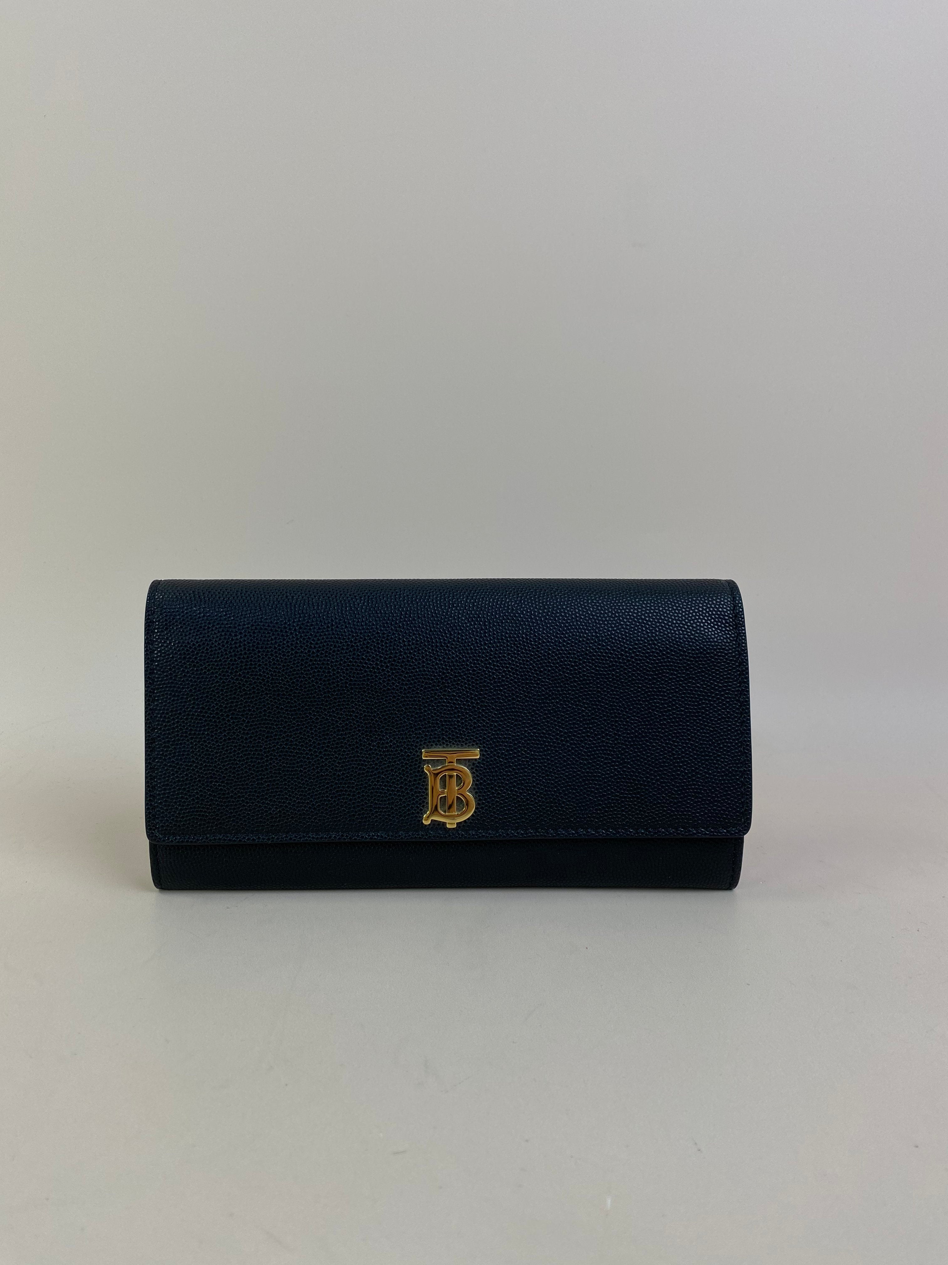 Burberry Black TB Flap Long Wallet