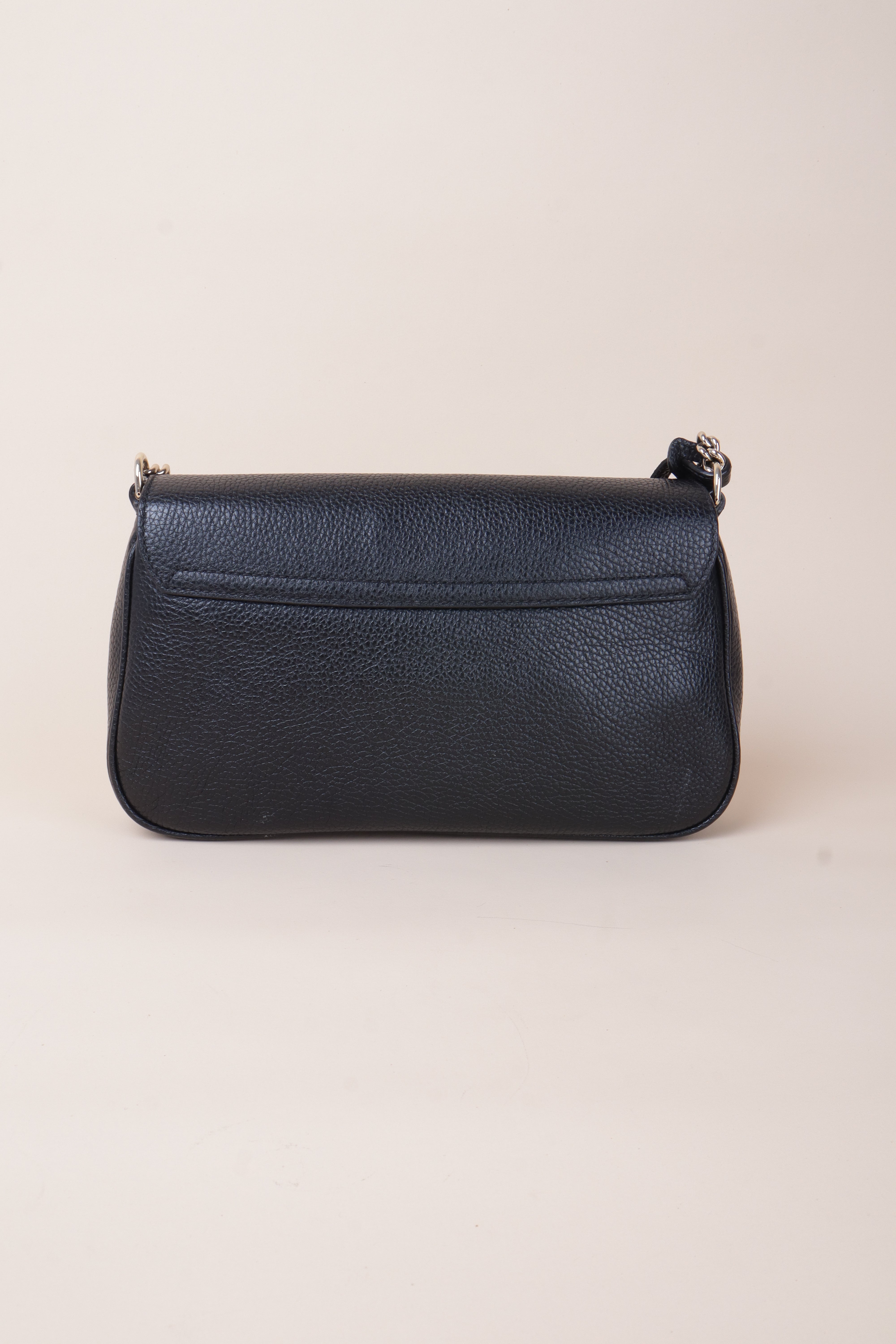 Gucci black long flap soho shoulder bag leather