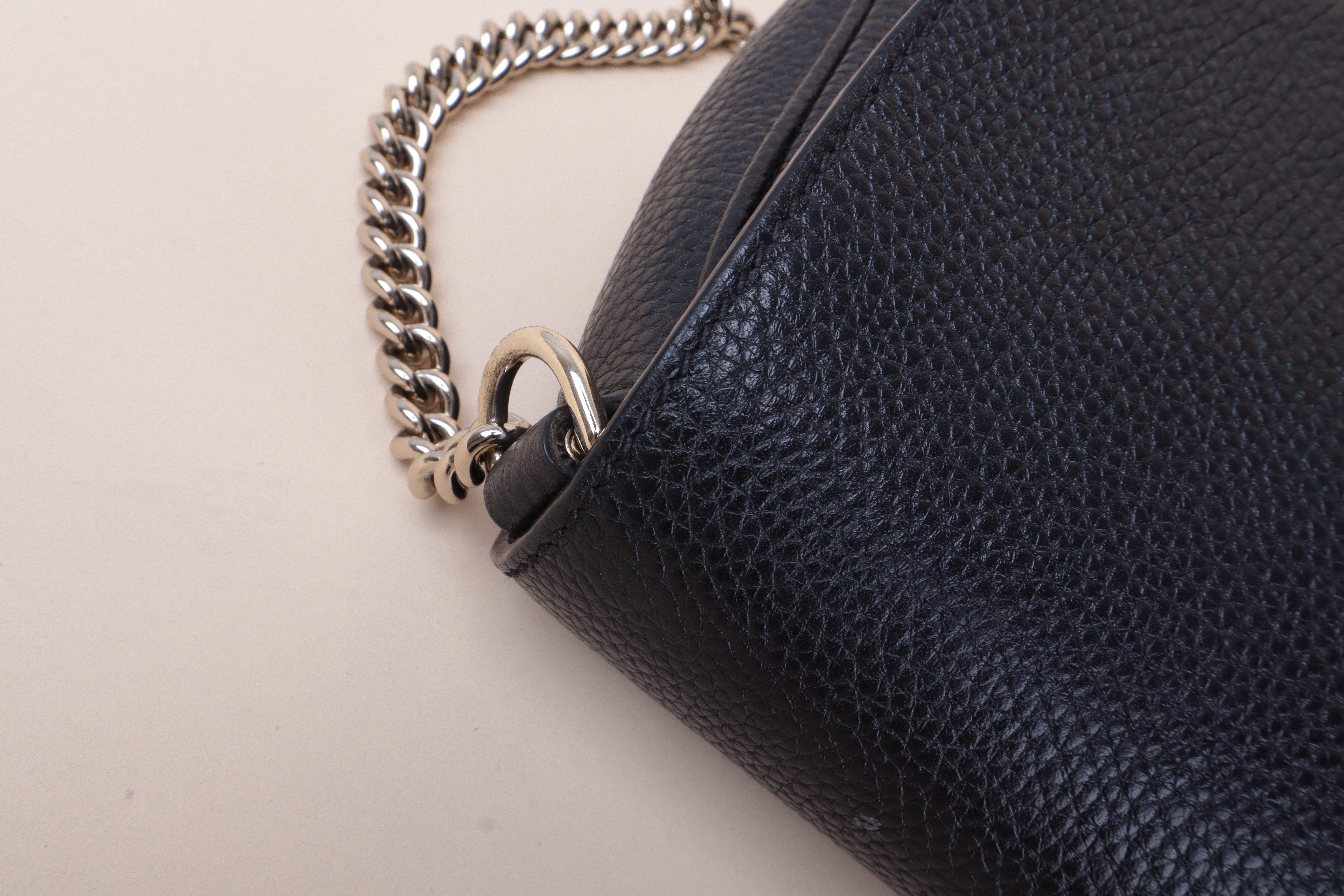 Gucci black long flap soho shoulder bag leather