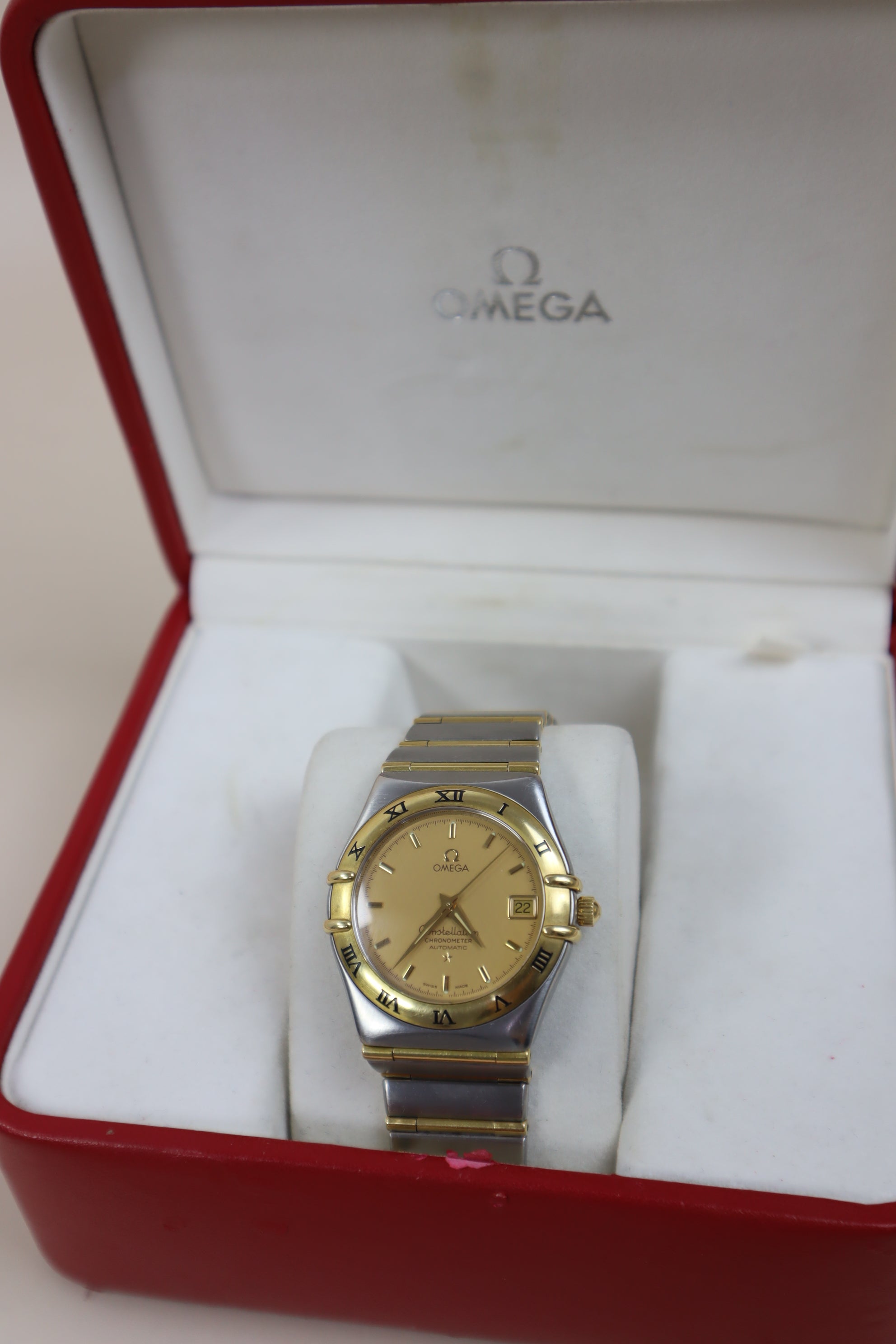 Omega 18K Yellow Gold Stainless Steel Constellation Automatic 34mm Watch