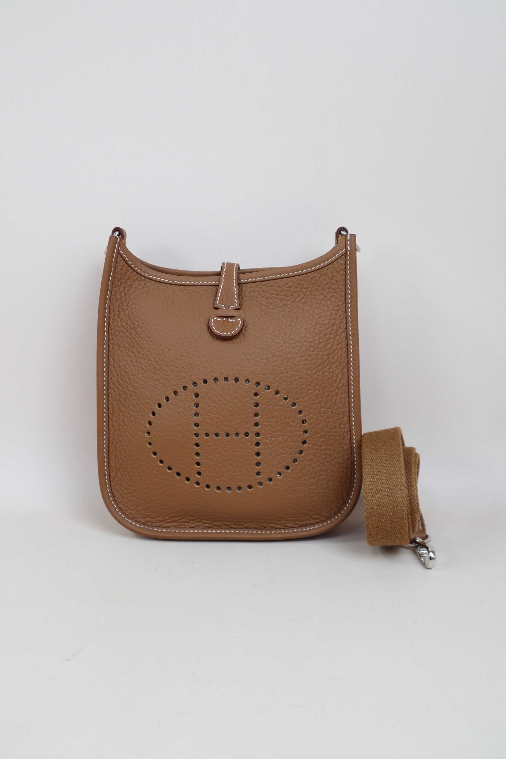 Hermes Gold Taurillon Mini Evelyne Bag