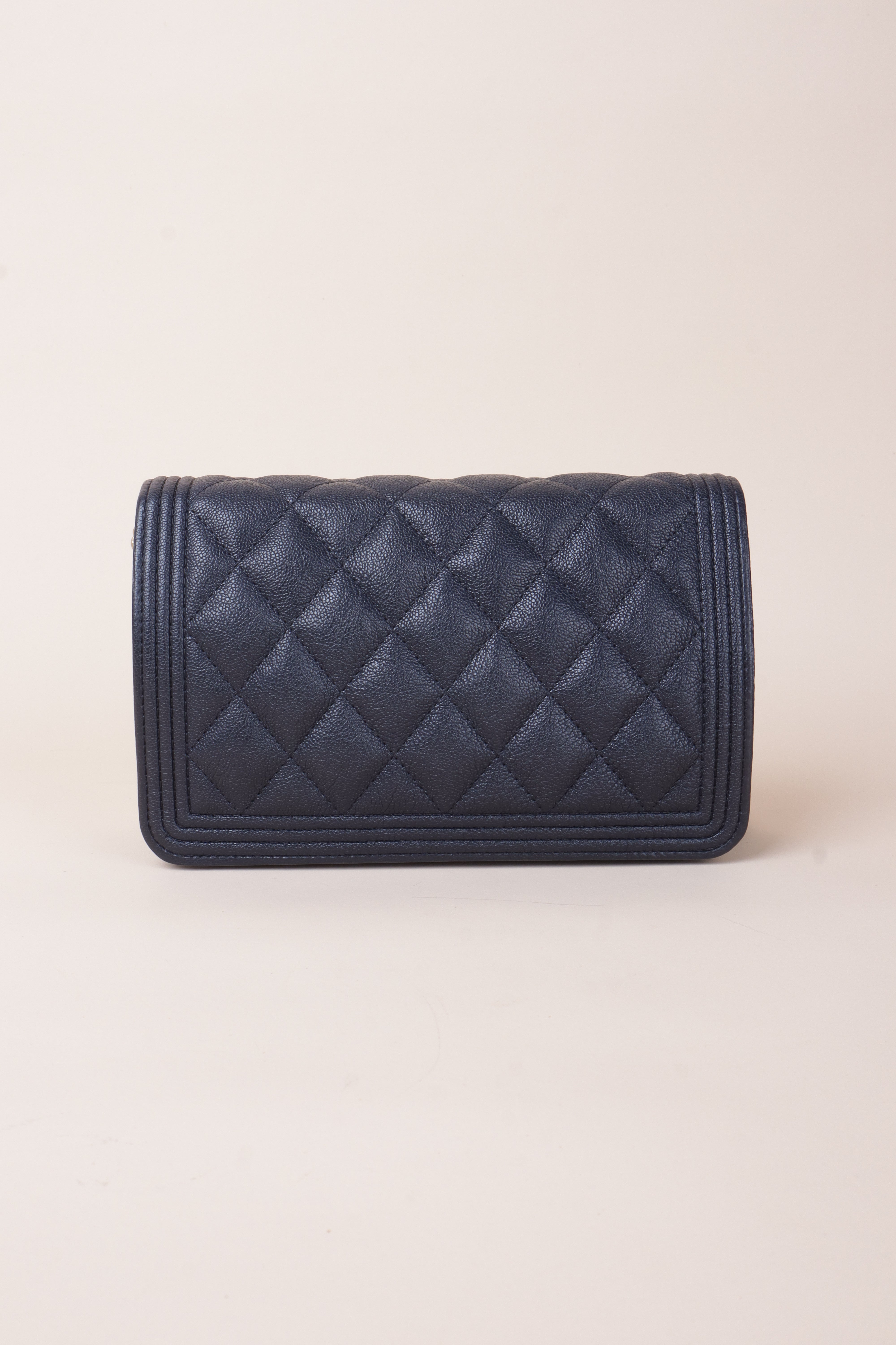 chanel black boy wallet on chain
