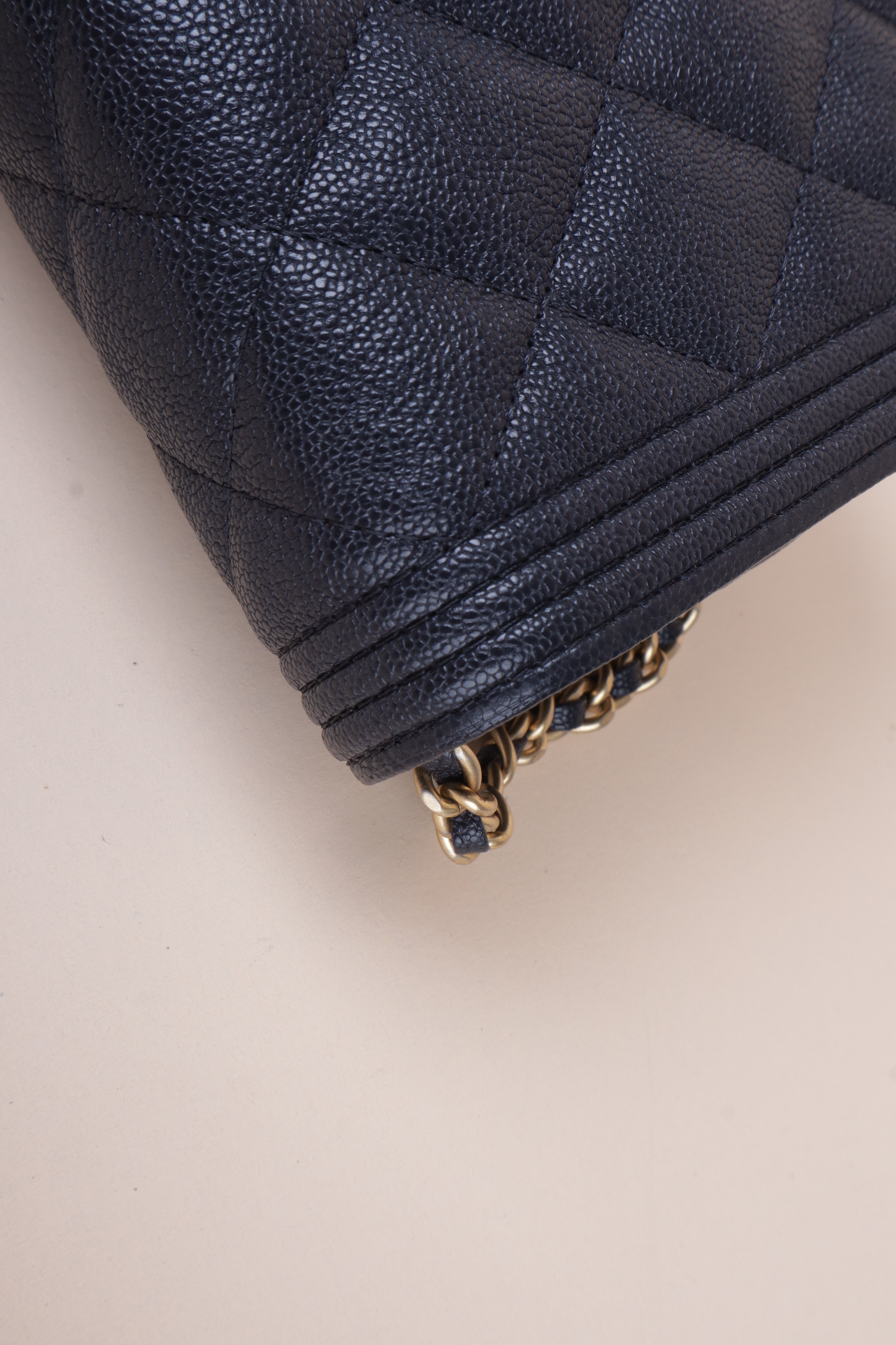 chanel black boy wallet on chain