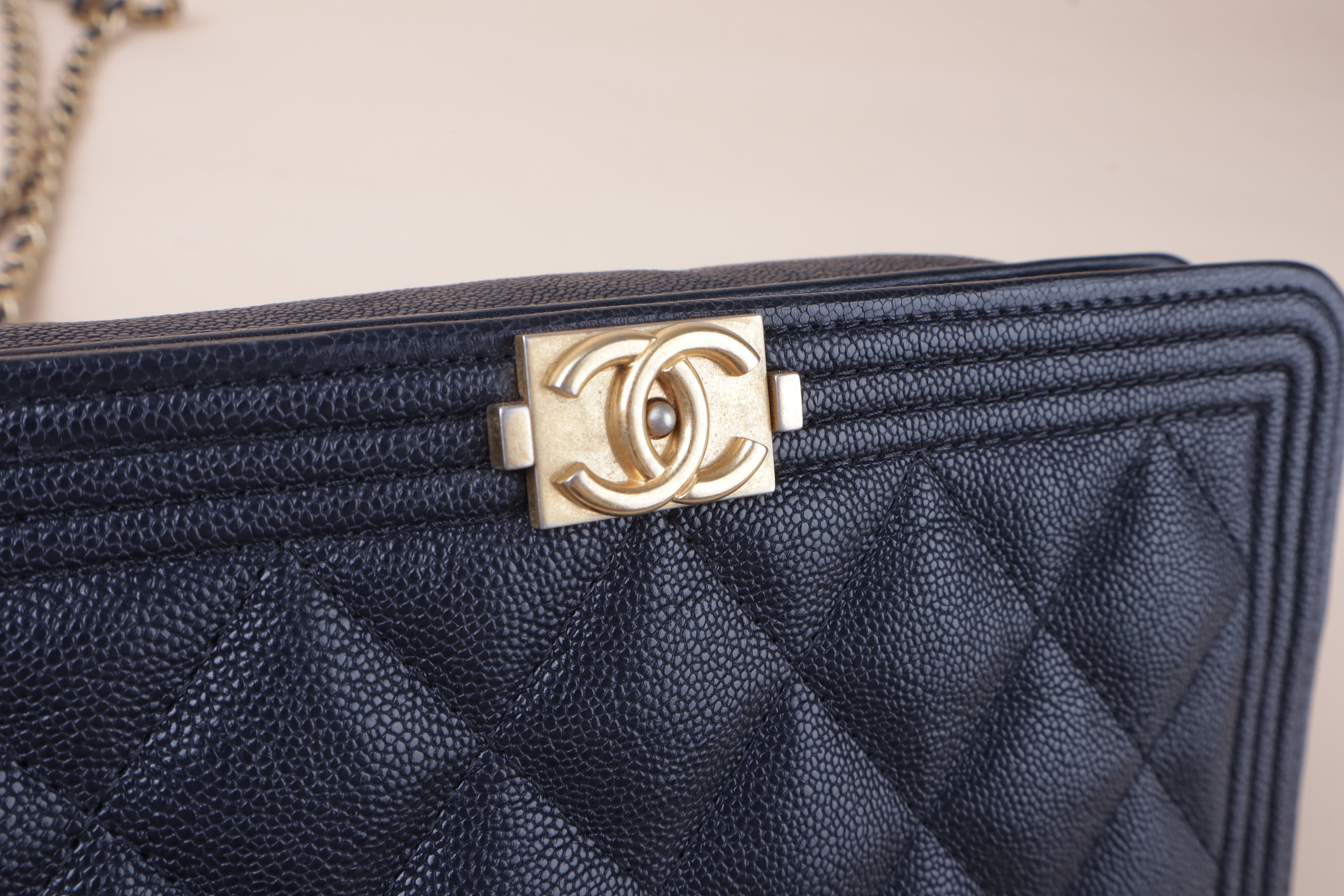 chanel black boy wallet on chain