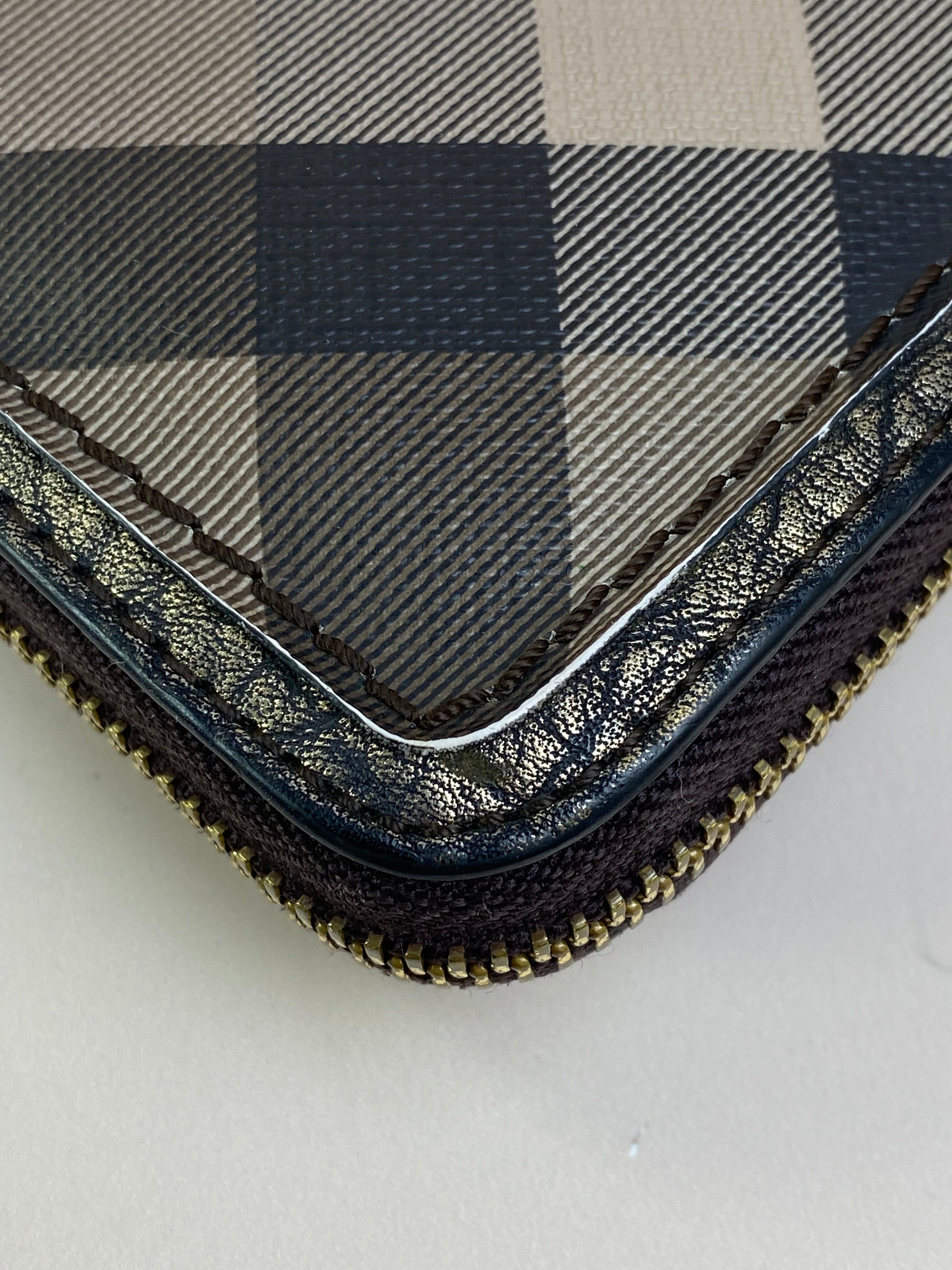 Burberry Bicolor Smoked Women Check Zip Around Large Wallet