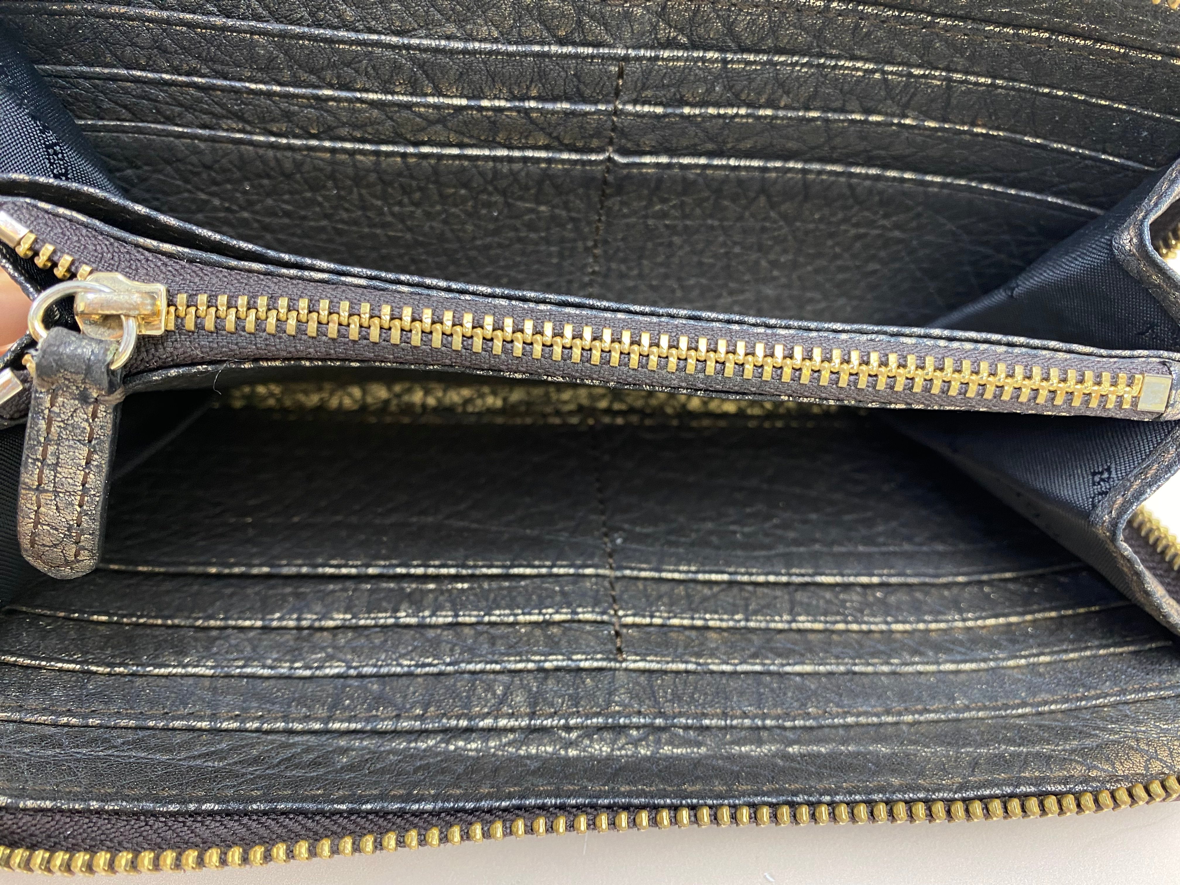 Burberry Bicolor Smoked Women Check Zip Around Large Wallet