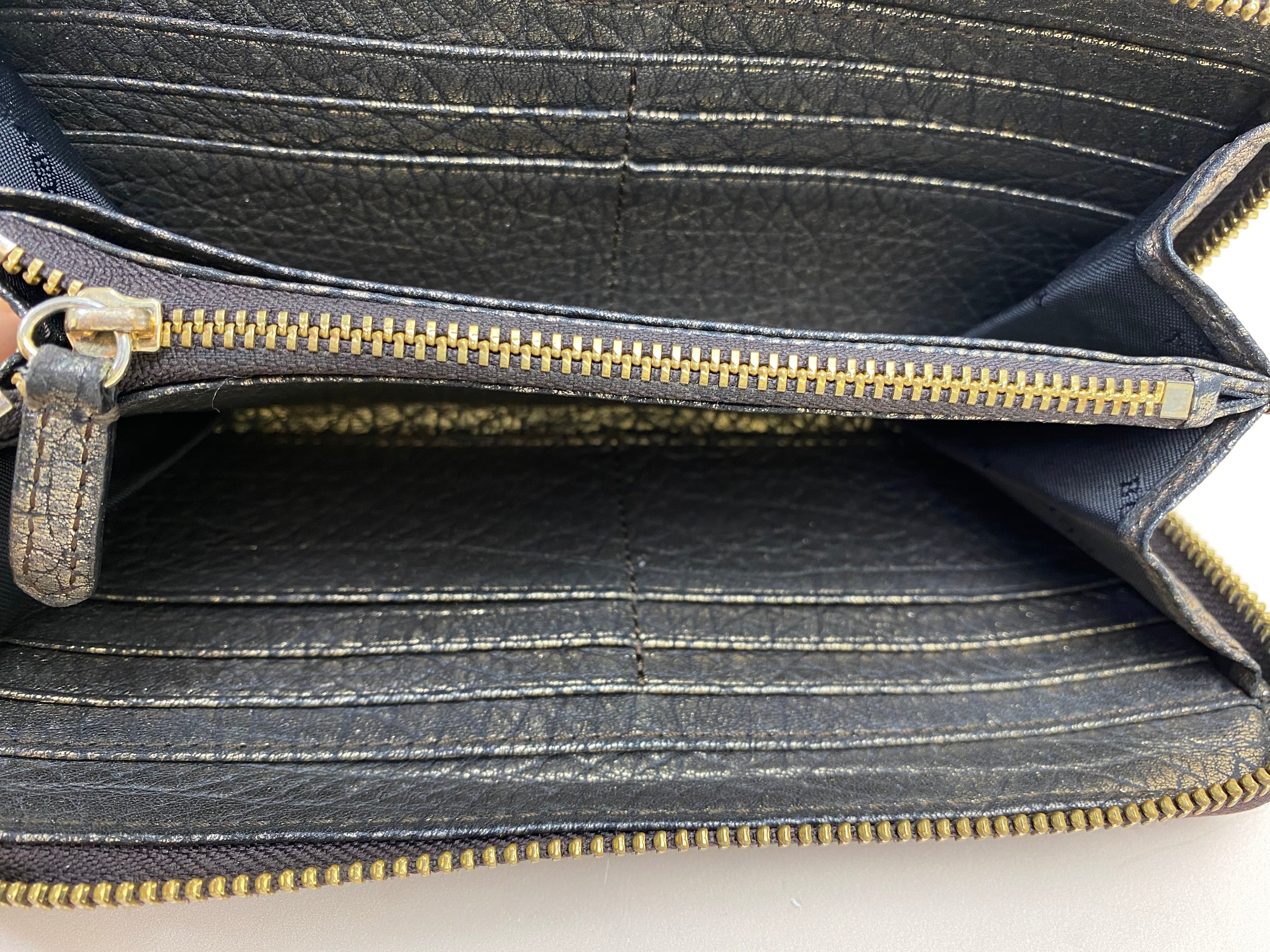 Burberry Bicolor Smoked Women Check Zip Around Large Wallet