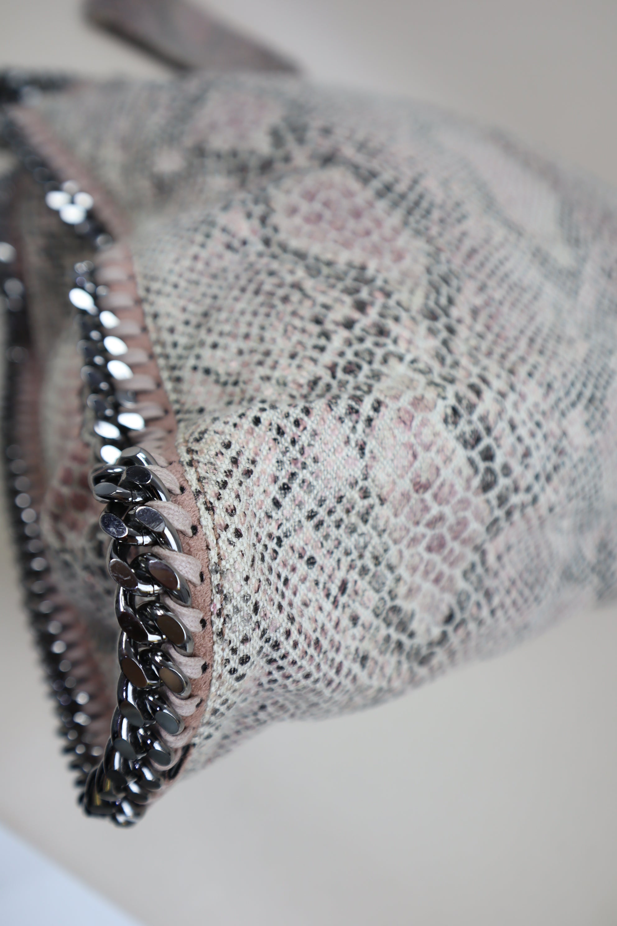 Stella Mccartney Grey Python Large Falabella Bag with Pouch