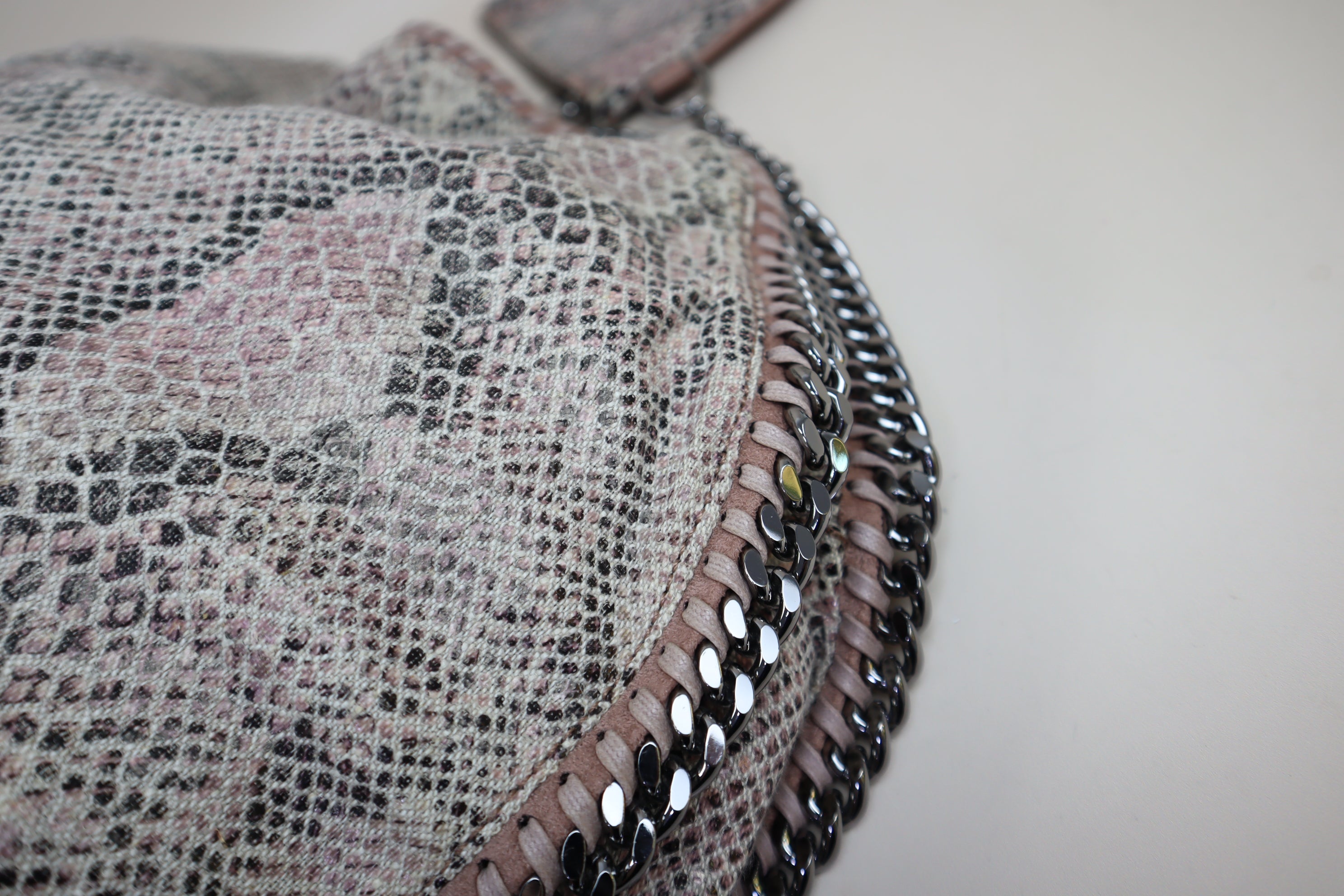 Stella Mccartney Grey Python Large Falabella Bag with Pouch