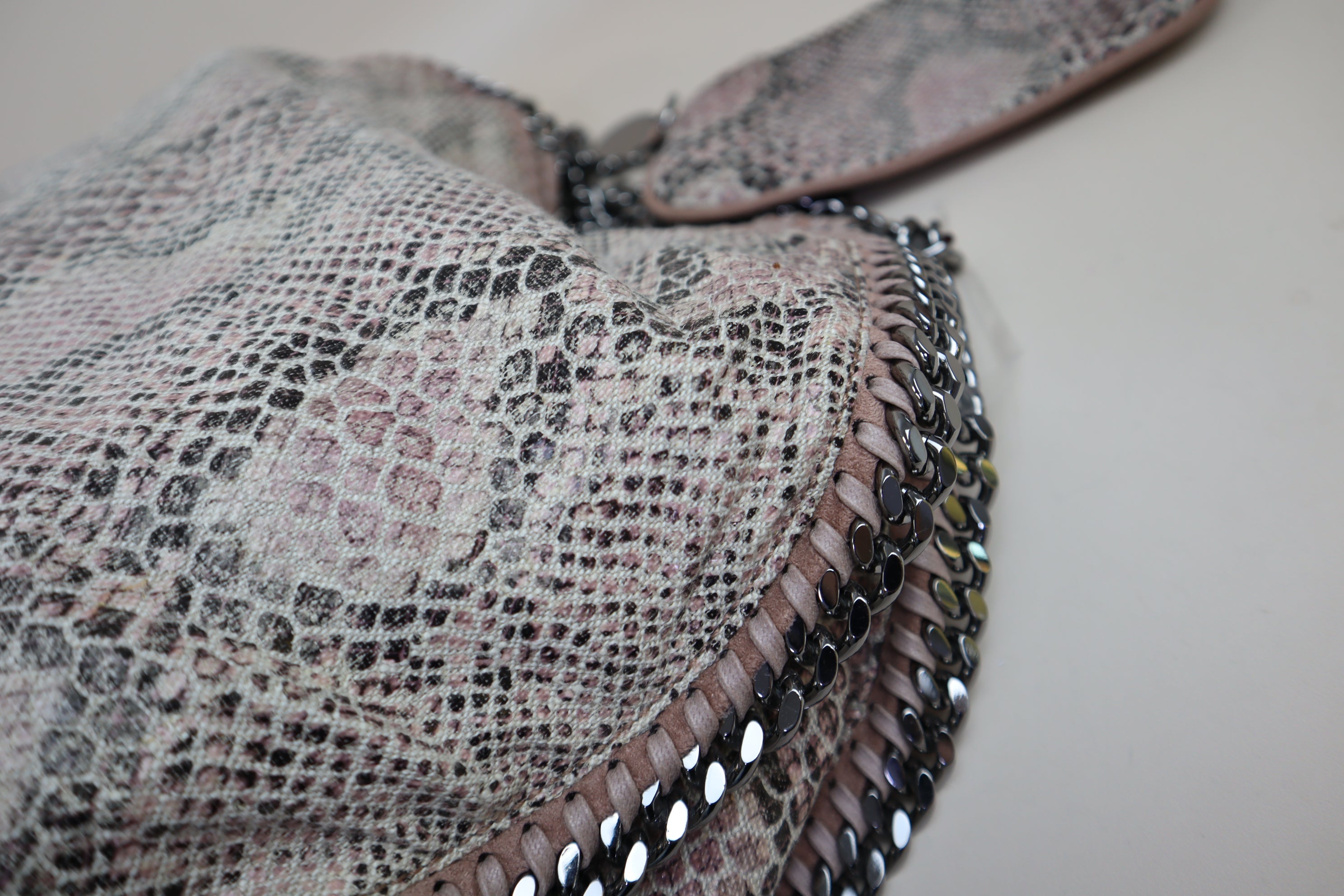 Stella Mccartney Grey Python Large Falabella Bag with Pouch