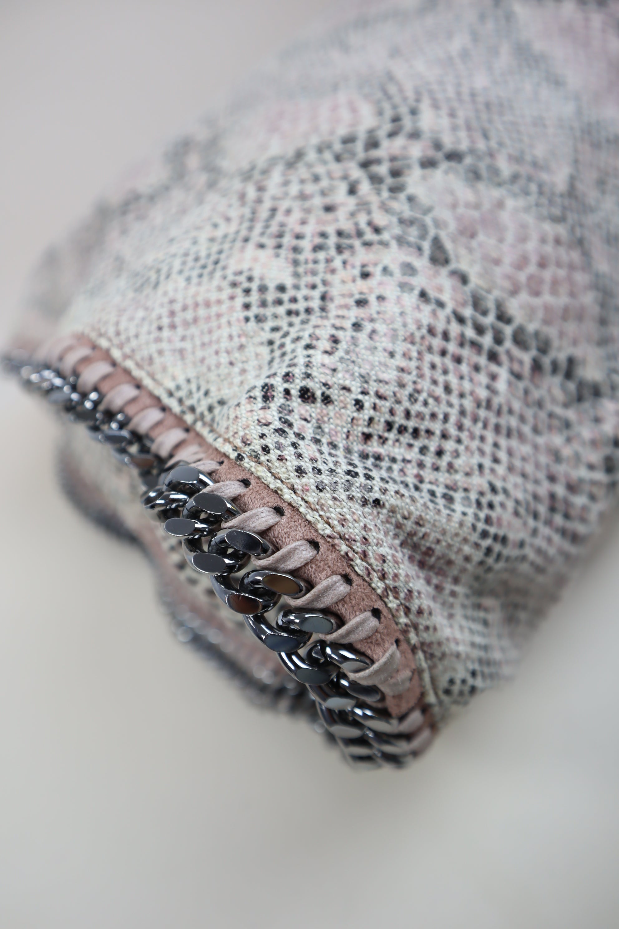 Stella Mccartney Grey Python Large Falabella Bag with Pouch