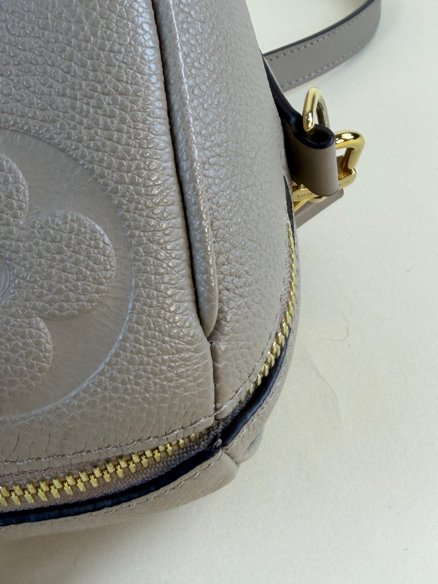 Louis Vuitton Turtledove Monogram Empreinte Speedy Bandouliere 25 Handle Bag