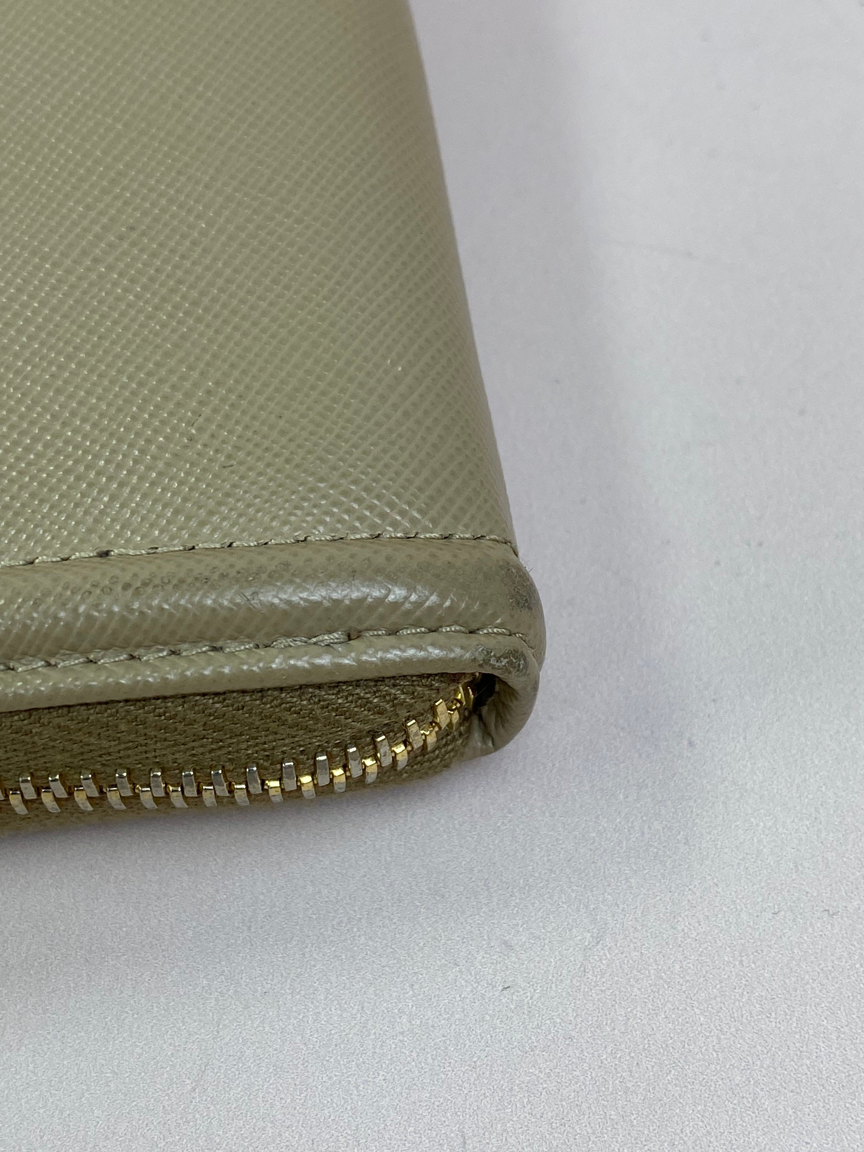 Prada Beige Large Zipped Long Wallet