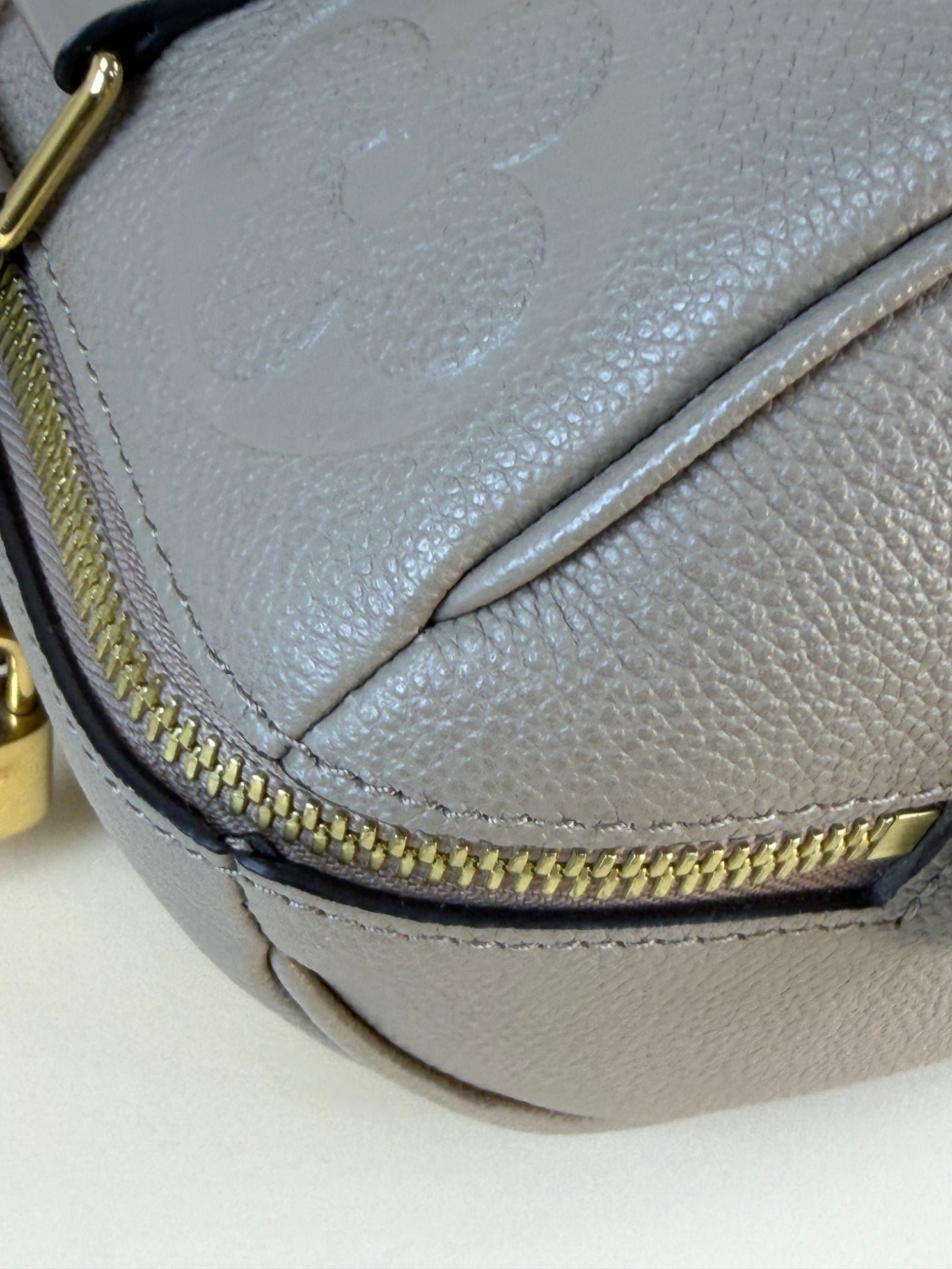 Louis Vuitton Turtledove Monogram Empreinte Speedy Bandouliere 25 Handle Bag