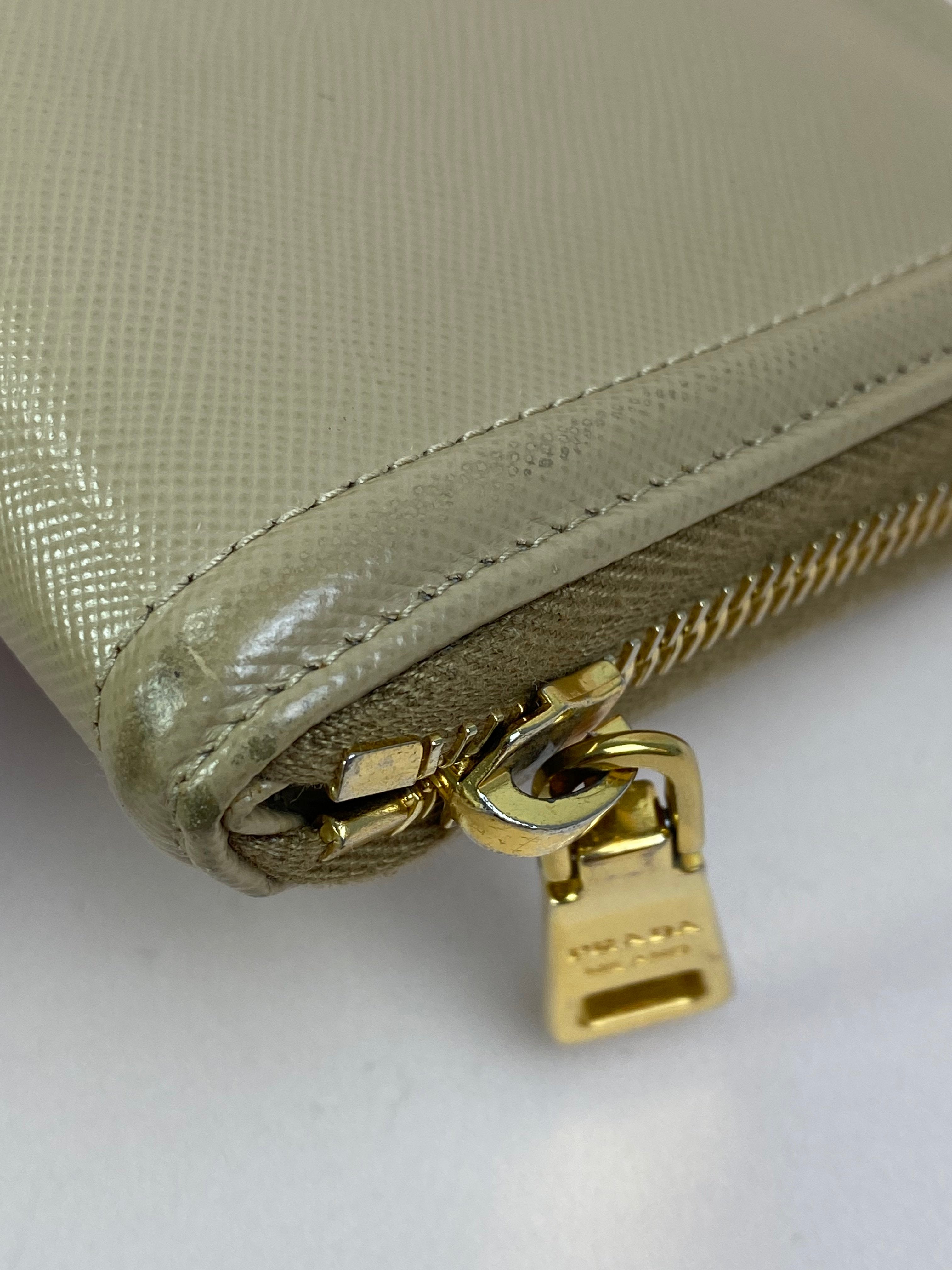 Prada Beige Large Zipped Long Wallet