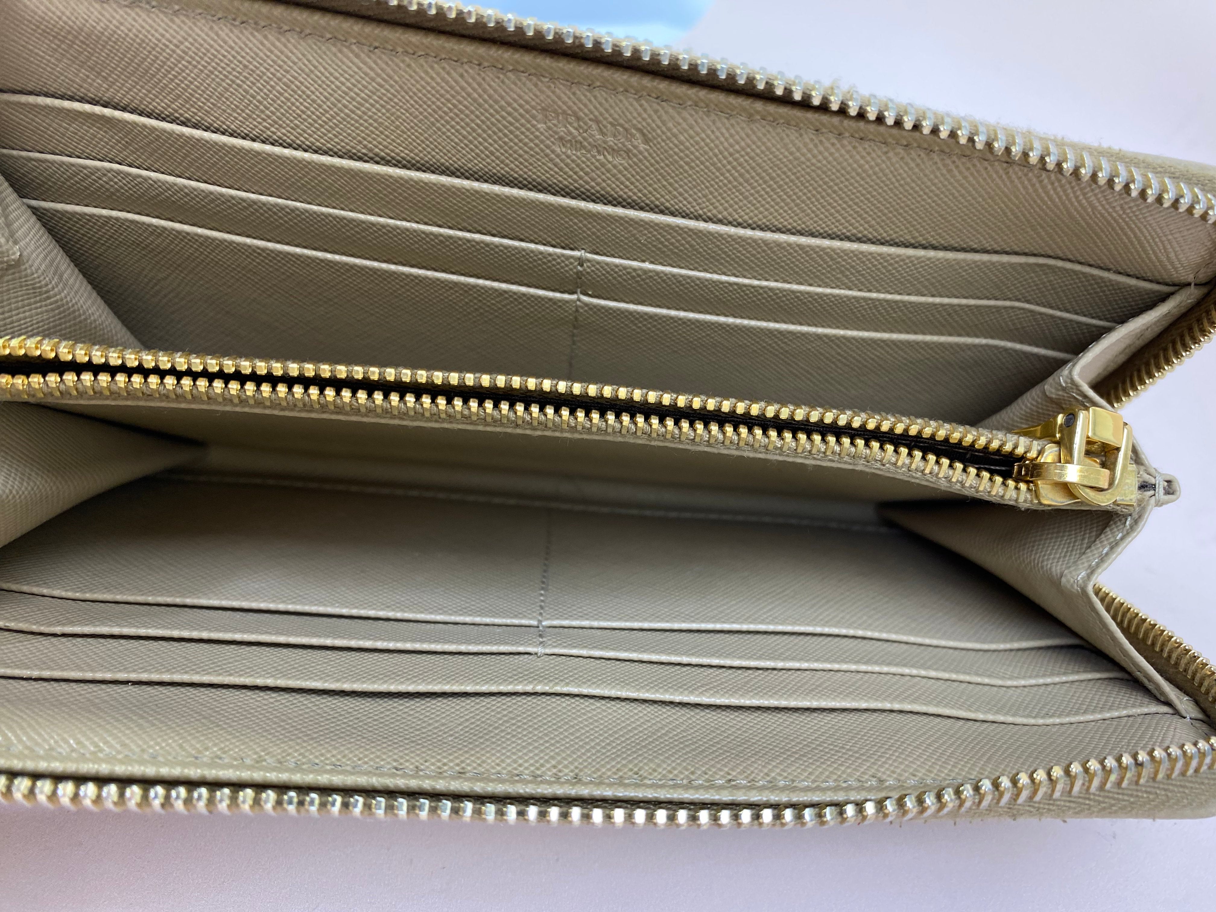 Prada Beige Large Zipped Long Wallet