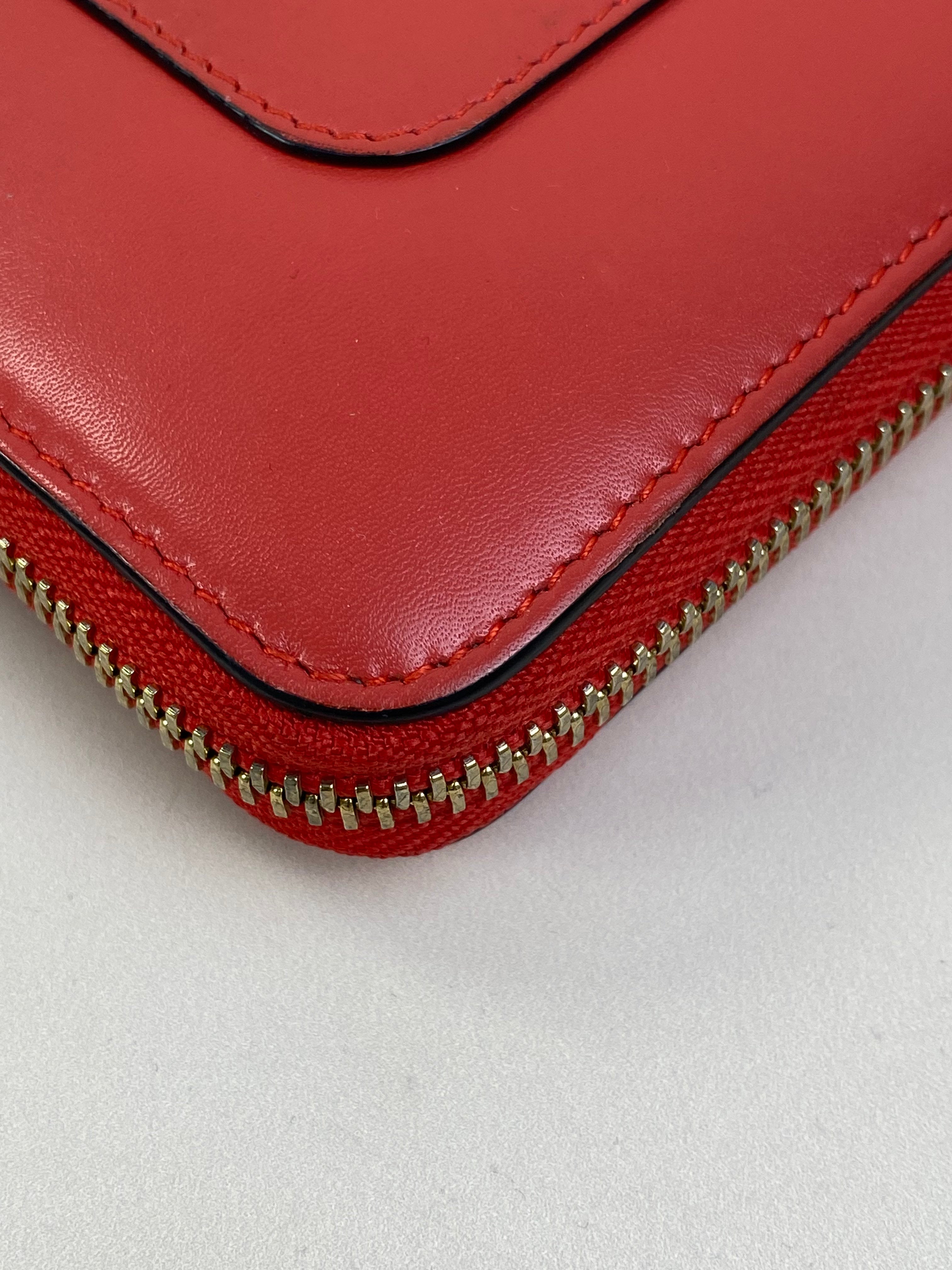 Bvlgari Red Serpenti Round Zip Long Wallet
