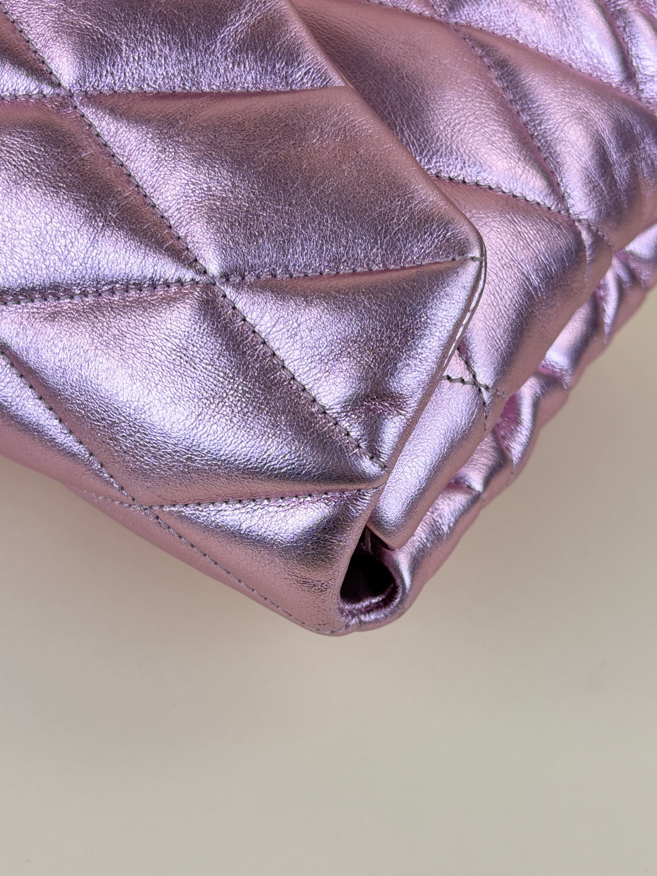 YSL Metallic Pink Envelope Large Pouch