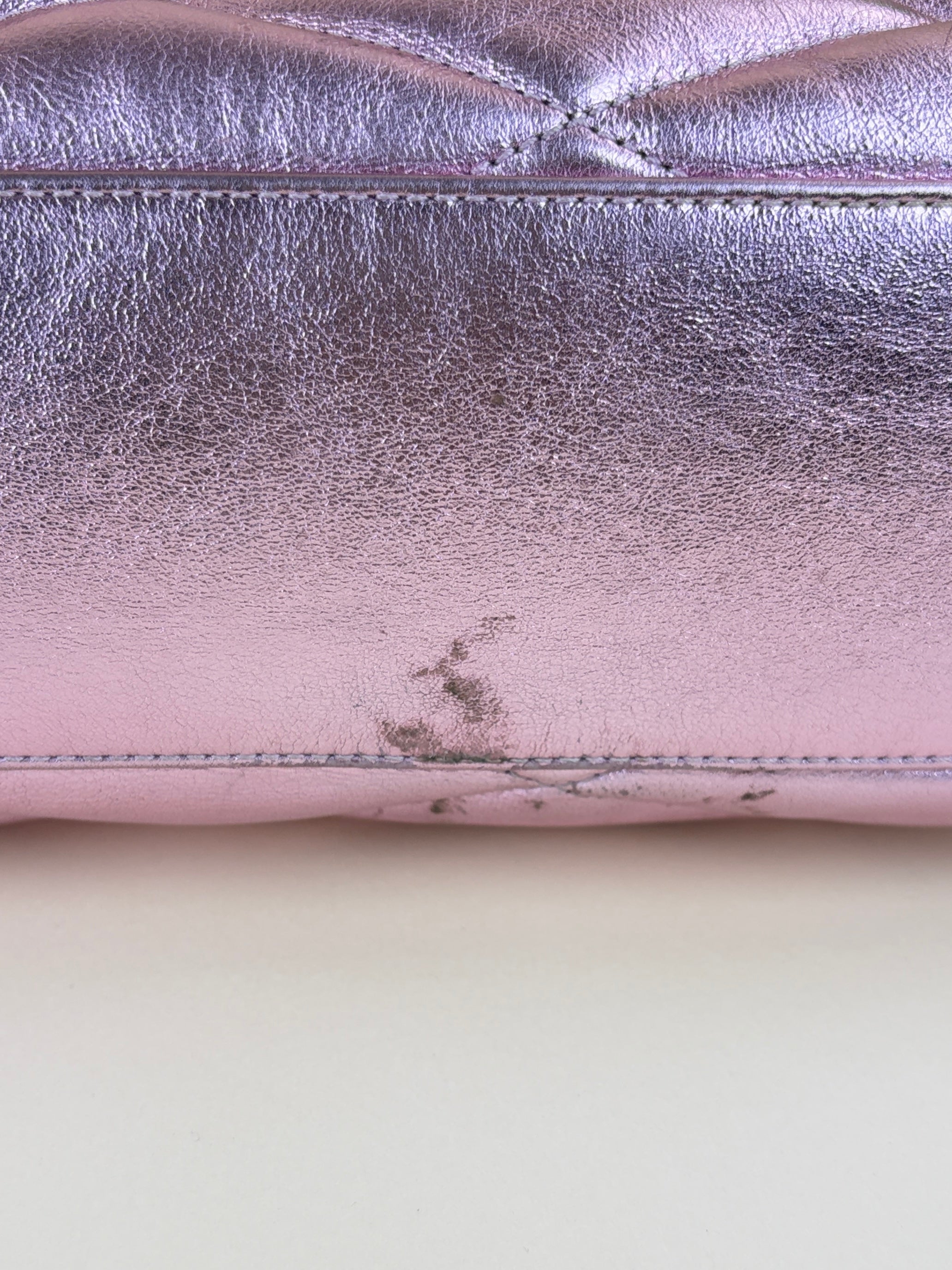 YSL Metallic Pink Envelope Large Pouch