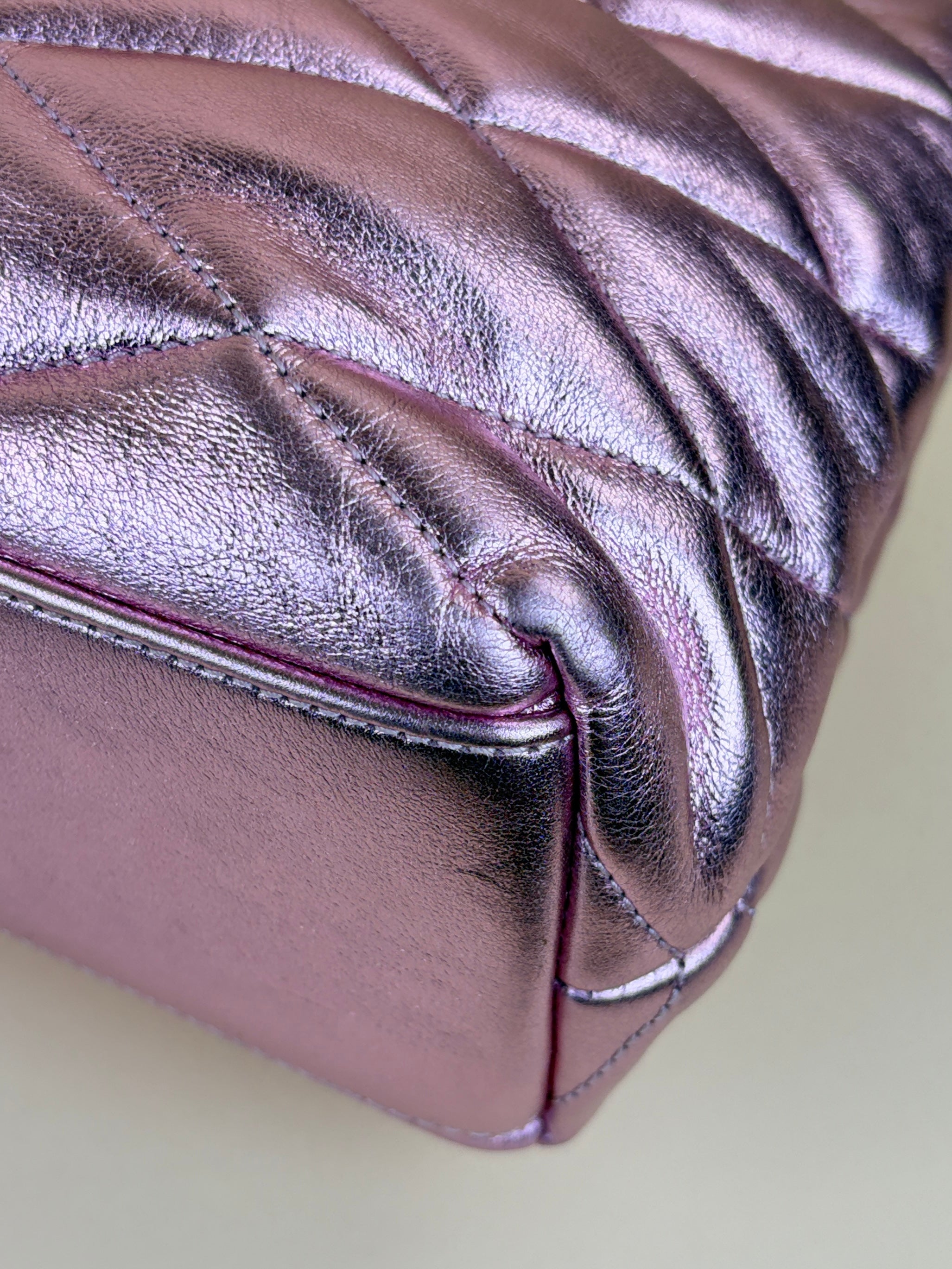 YSL Metallic Pink Envelope Large Pouch