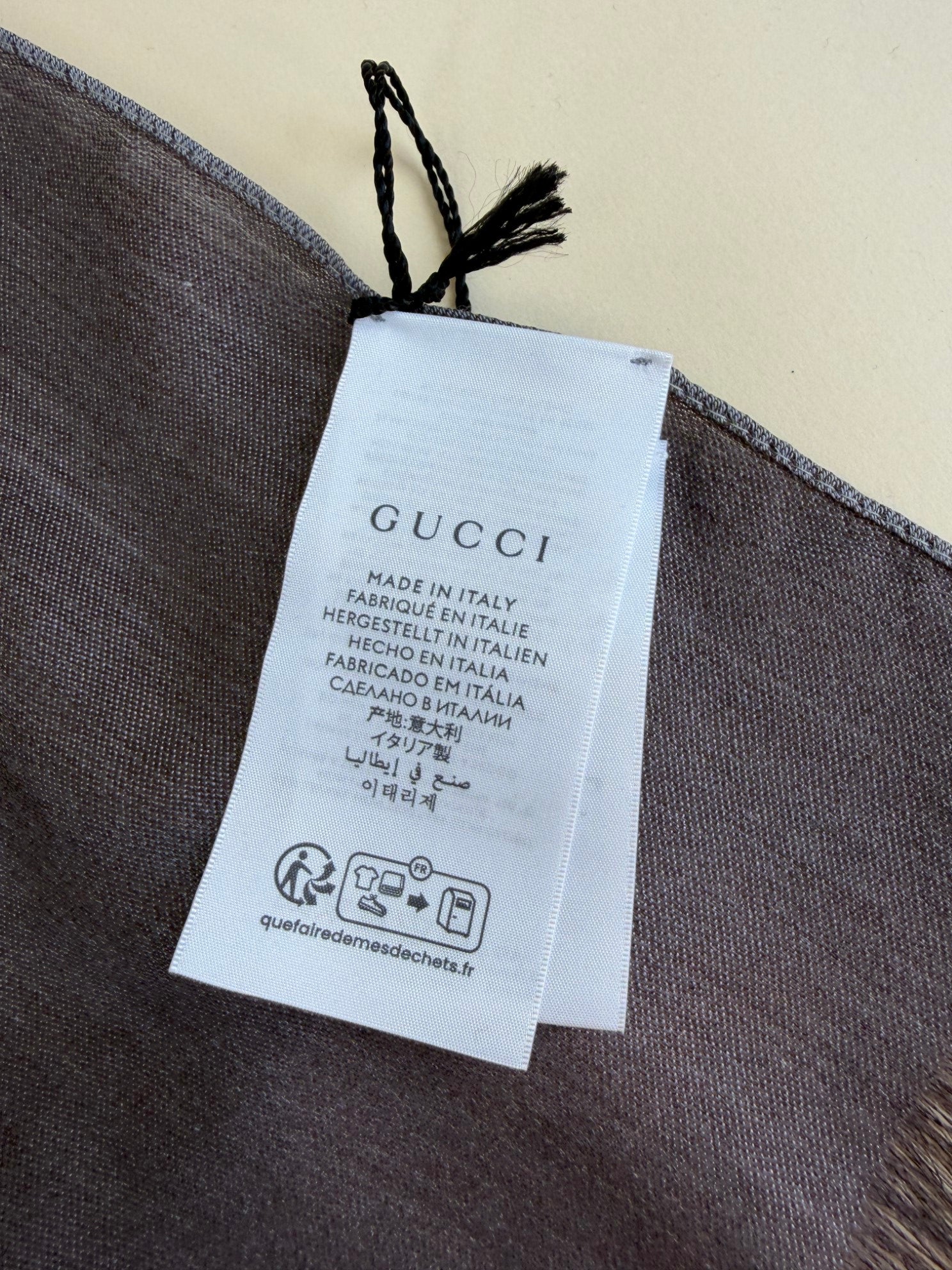 Gucci grey/Brown GG monogram silk Wool Scarf