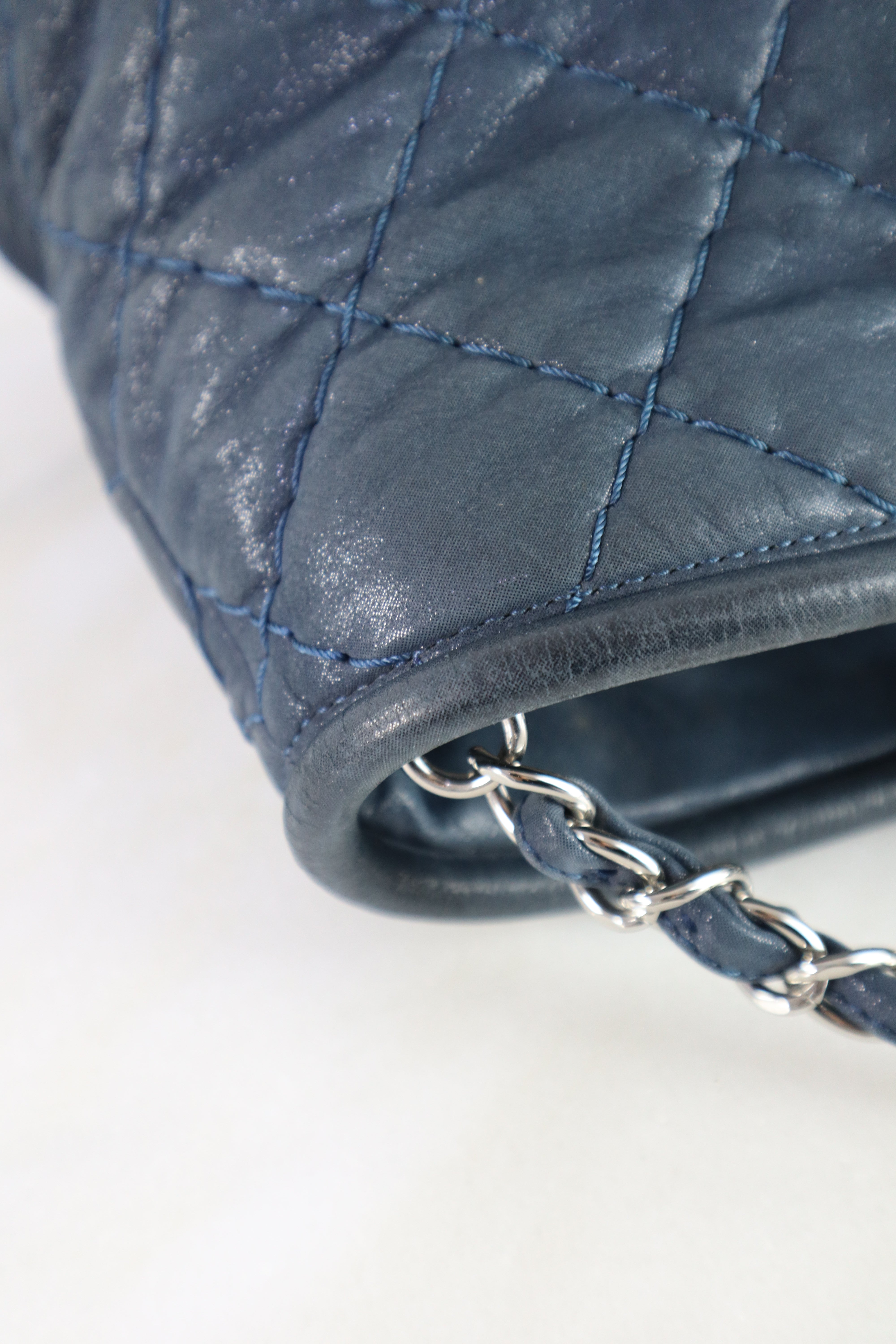 Chanel Navy Iridescent CC Sea Hit Large Handbag W/ Strap