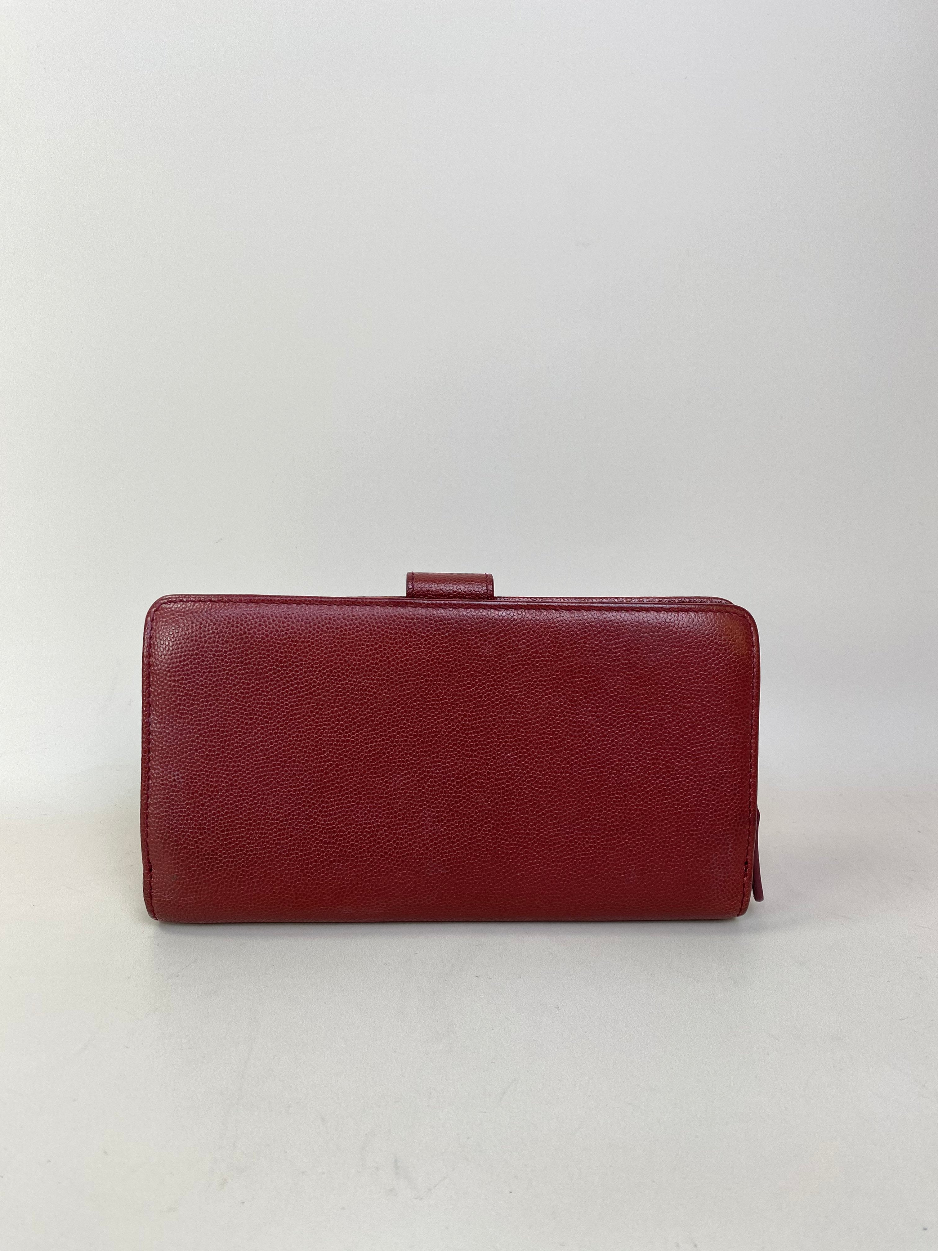 Chanel Red Fold Long Wallet