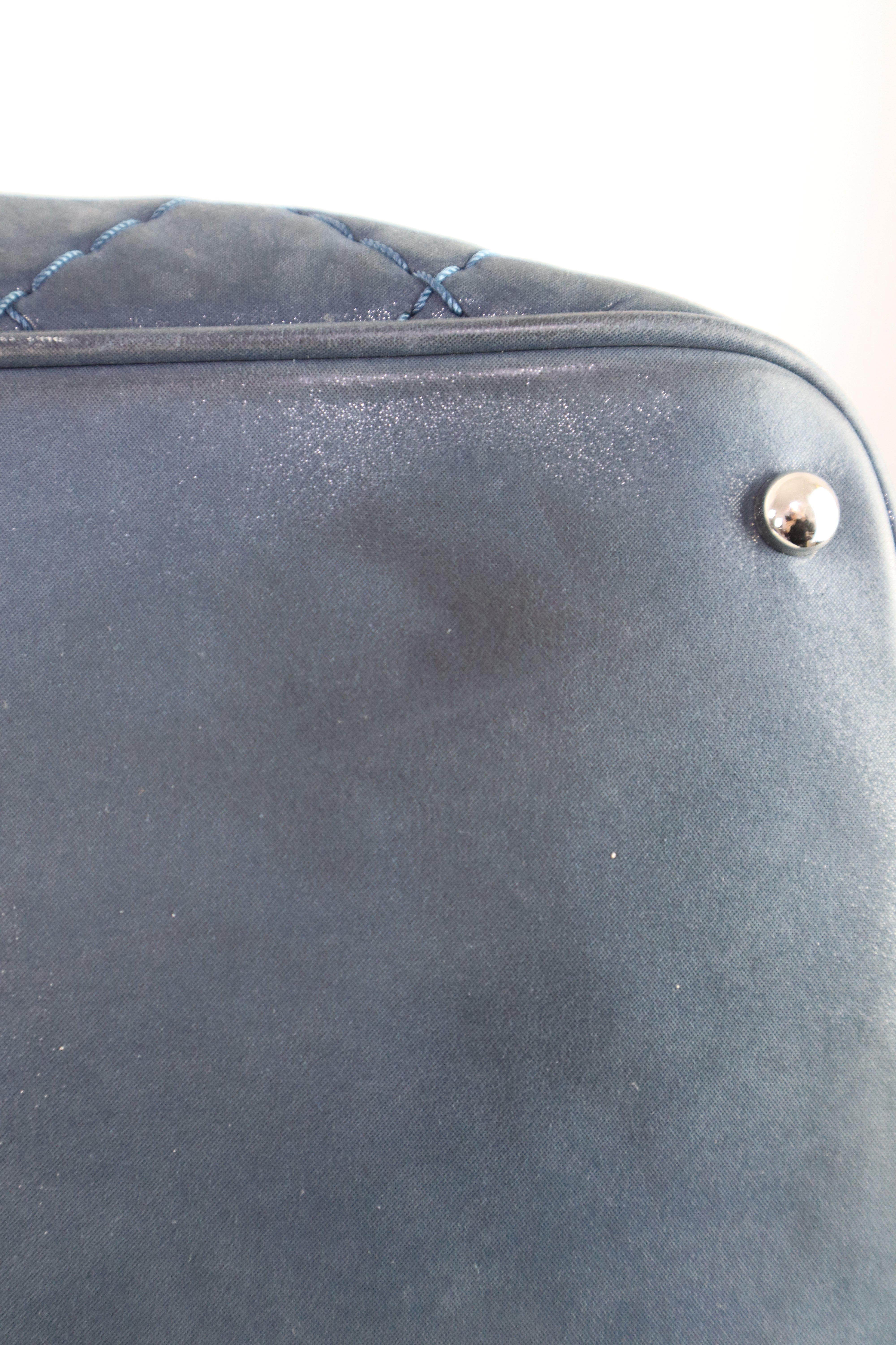 Chanel Navy Iridescent CC Sea Hit Large Handbag W/ Strap