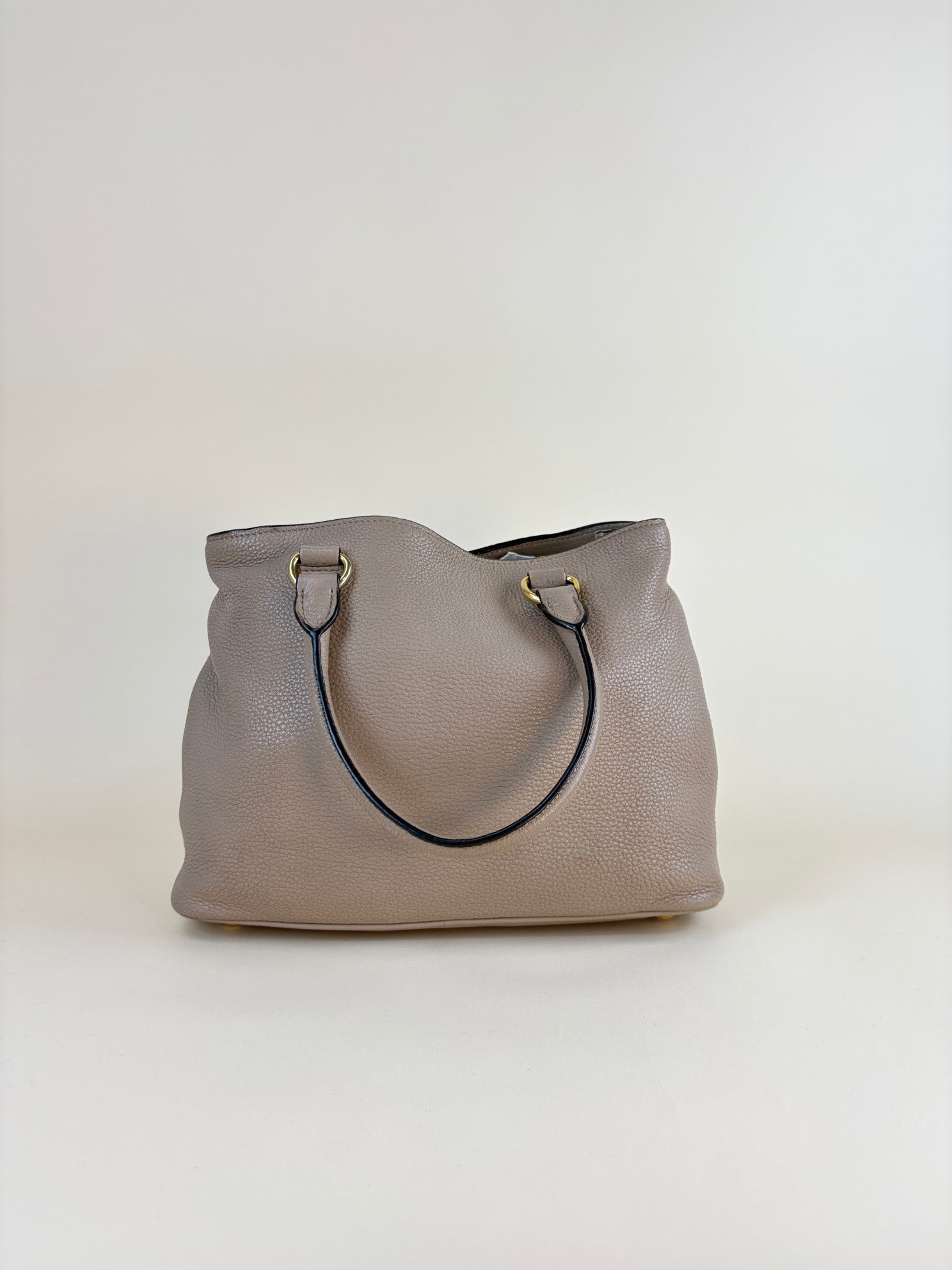 Prada beige Vitello phenix shoulder tote bag