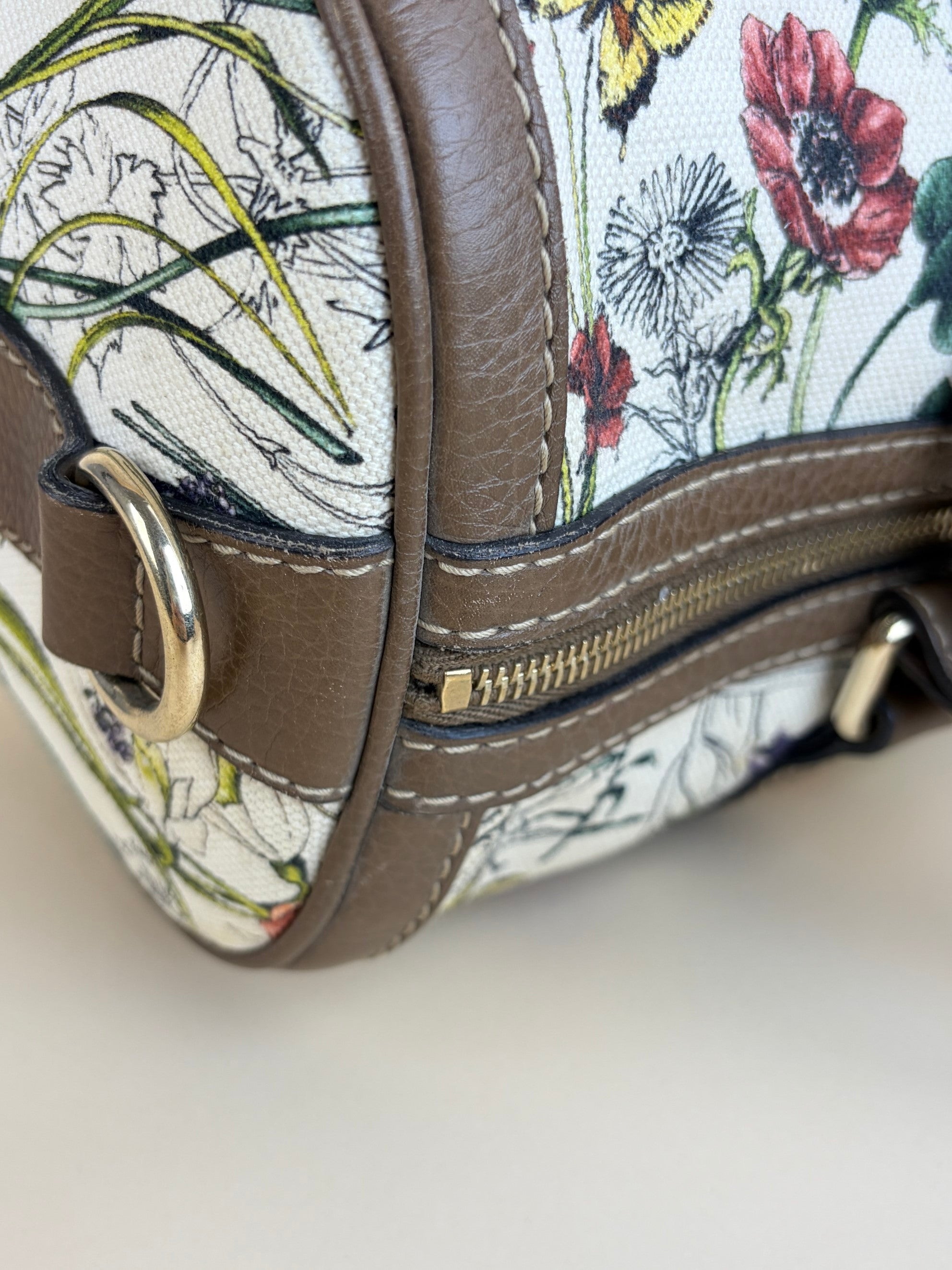 Gucci floral infinity joy Boston beige canvas /brown leather
