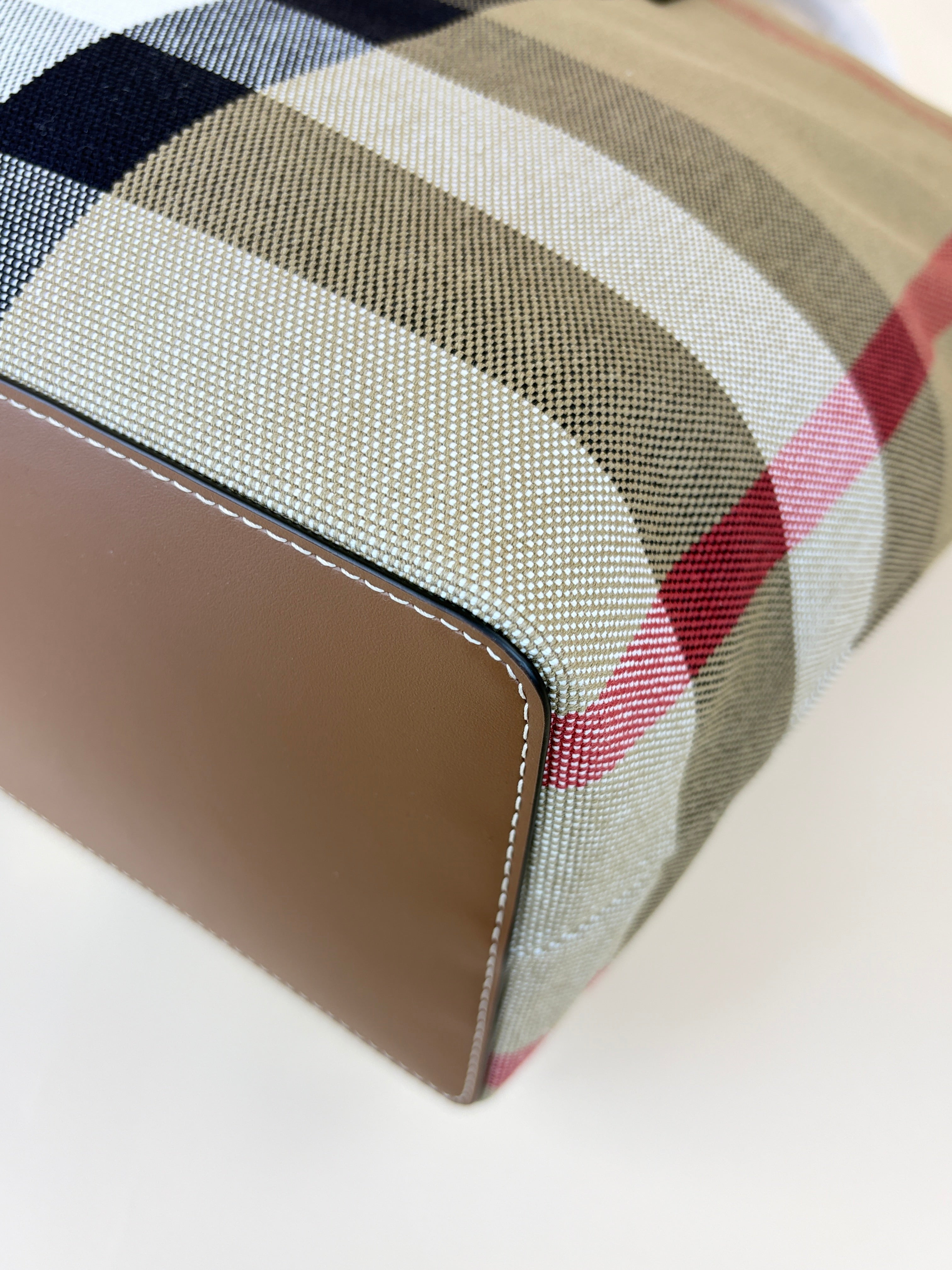 Burberry Taupe Brown Check Medium London Tote Bag