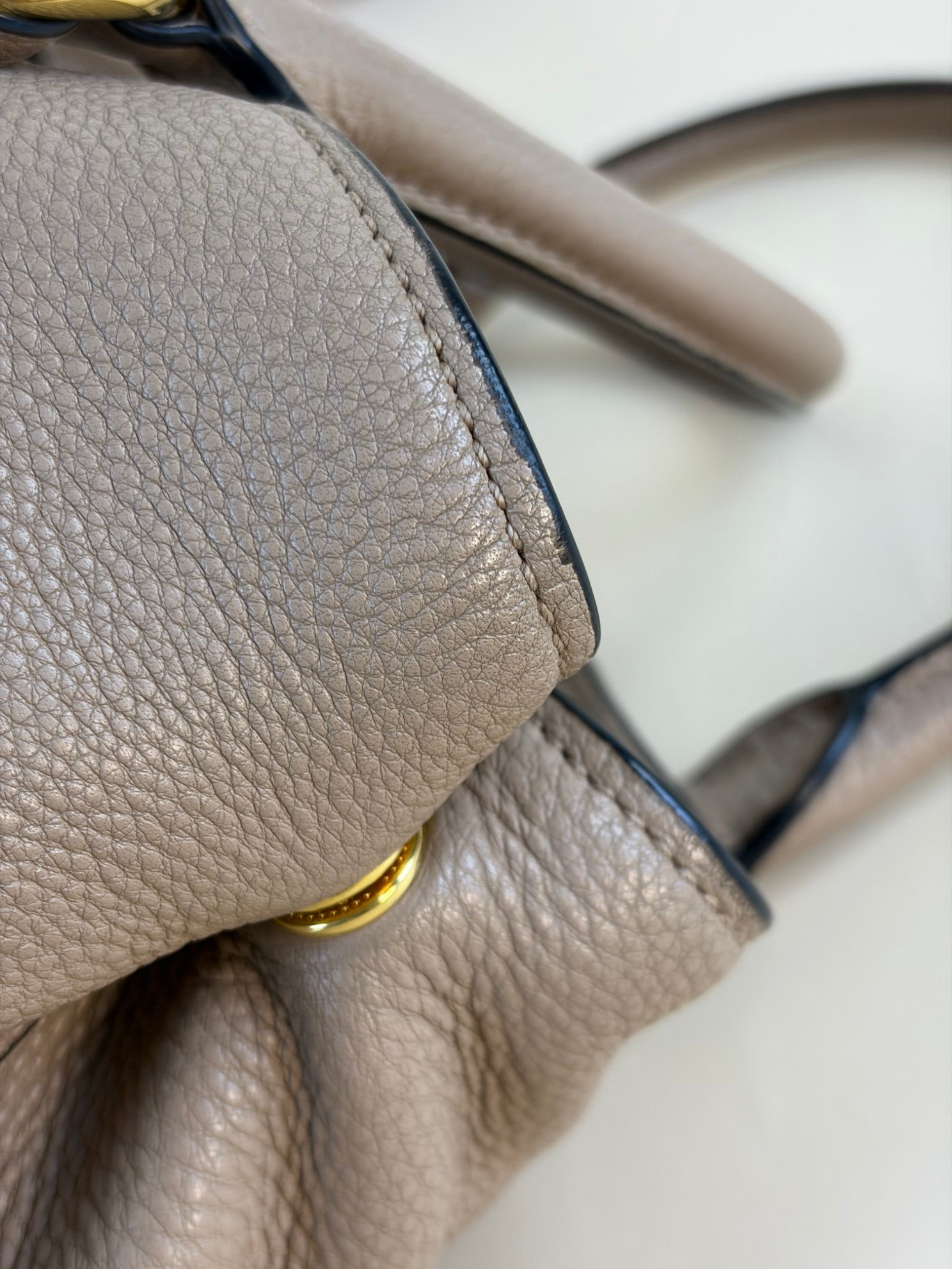 Prada beige Vitello phenix shoulder tote bag