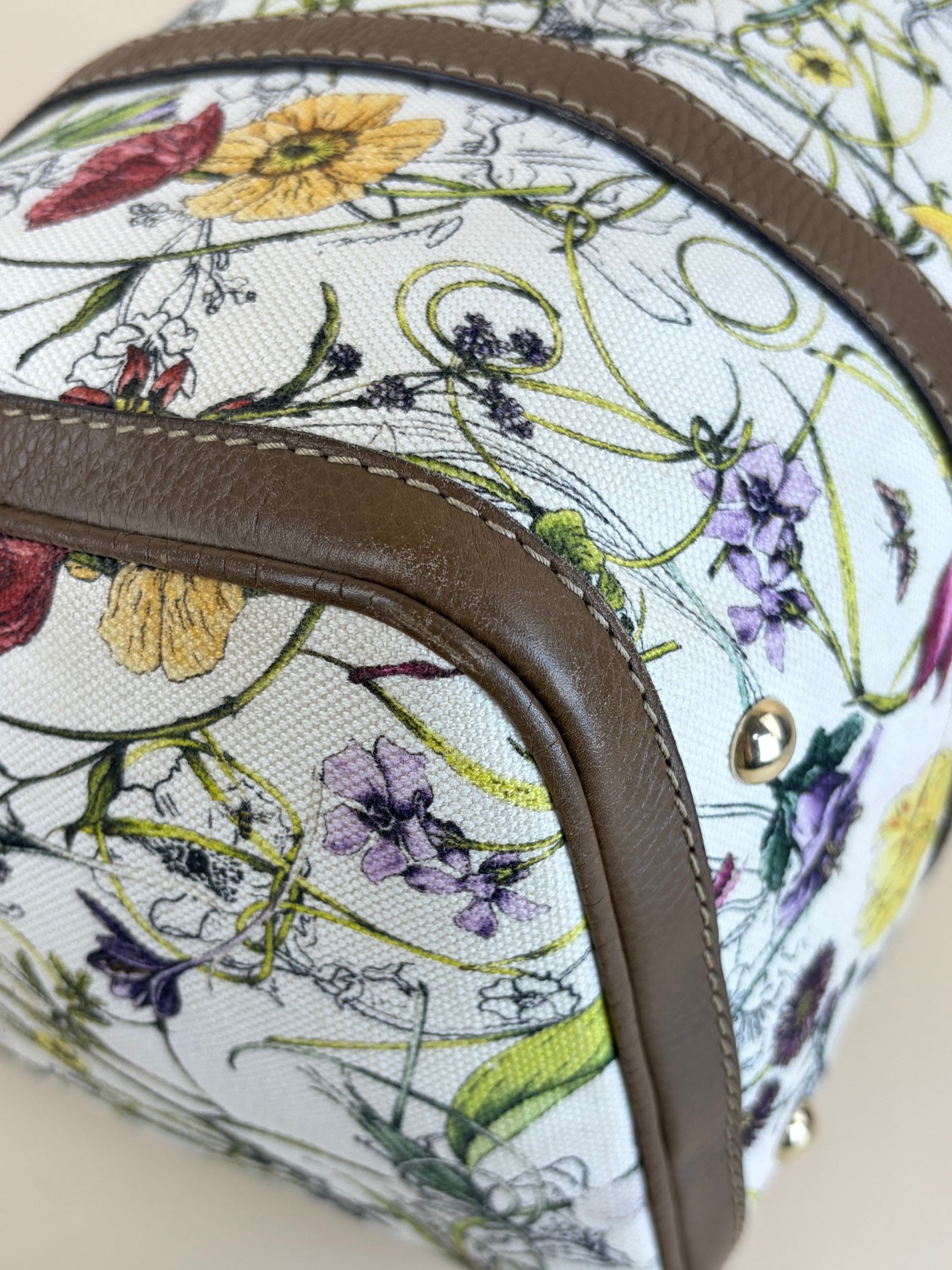 Gucci floral infinity joy Boston beige canvas /brown leather