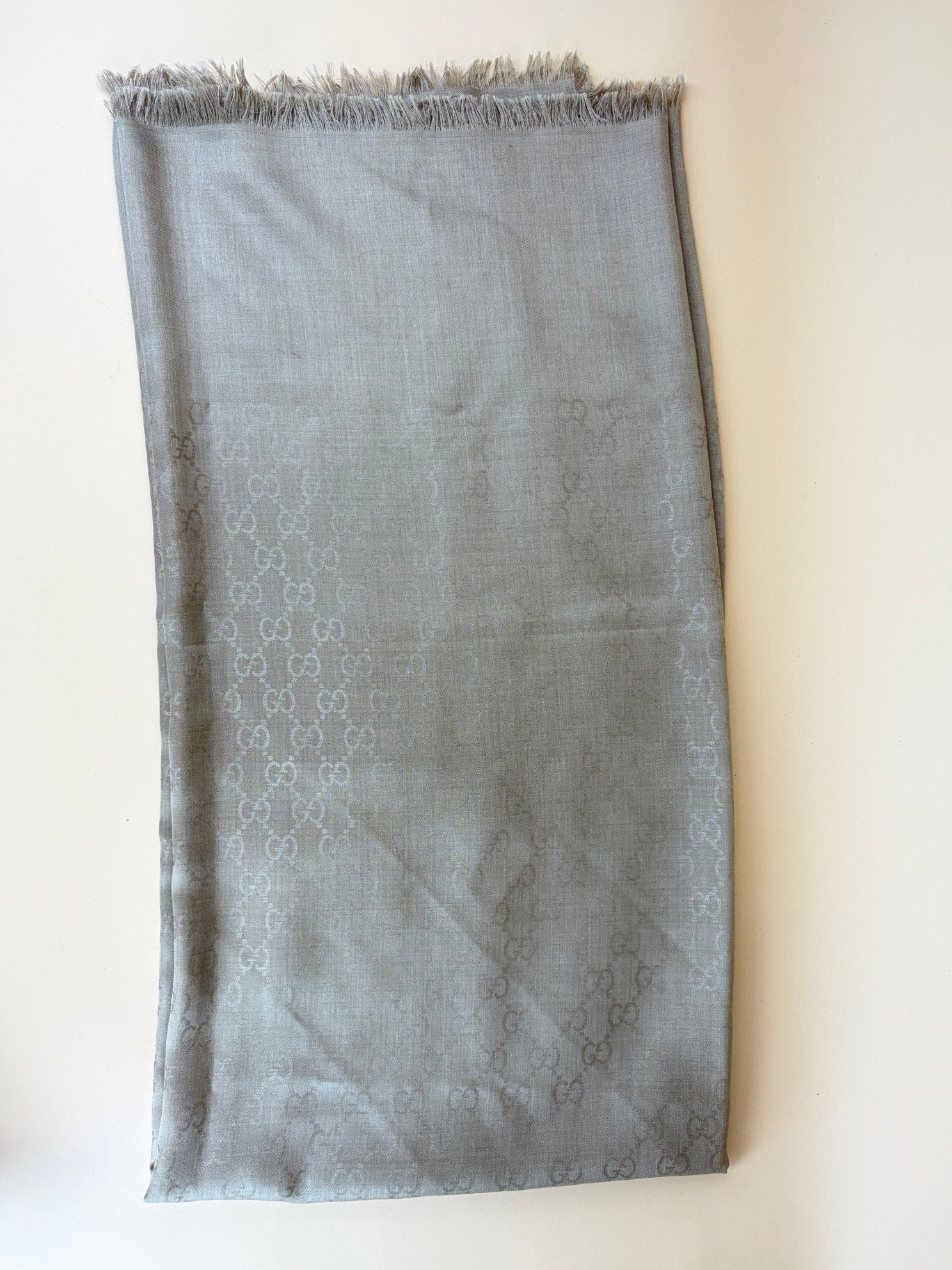 Gucci gg light brown silk wool scarf