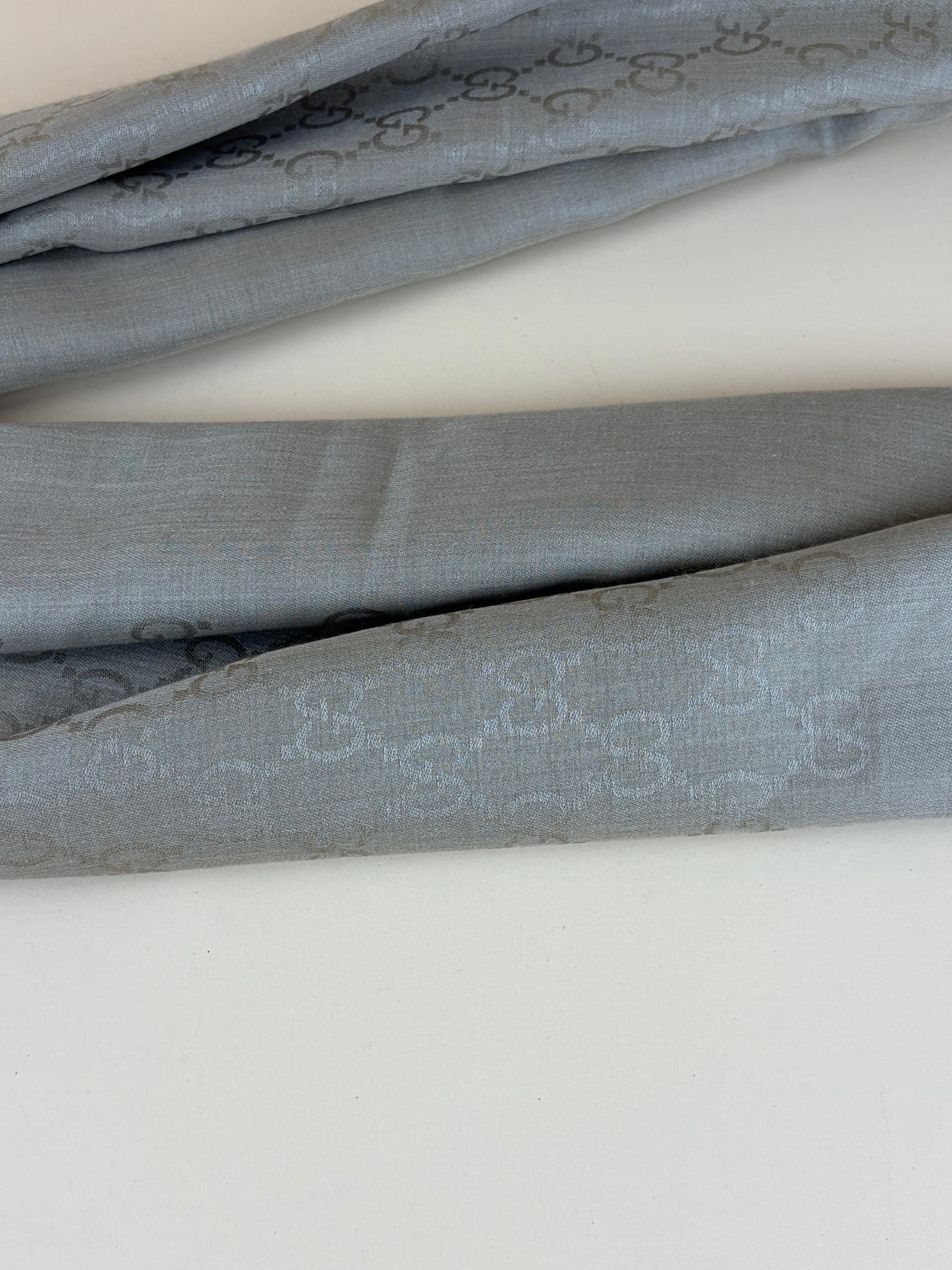 Gucci gg light brown silk wool scarf