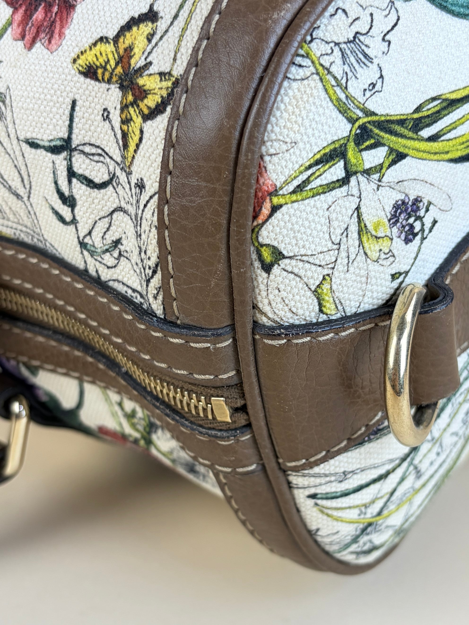 Gucci floral infinity joy Boston beige canvas /brown leather