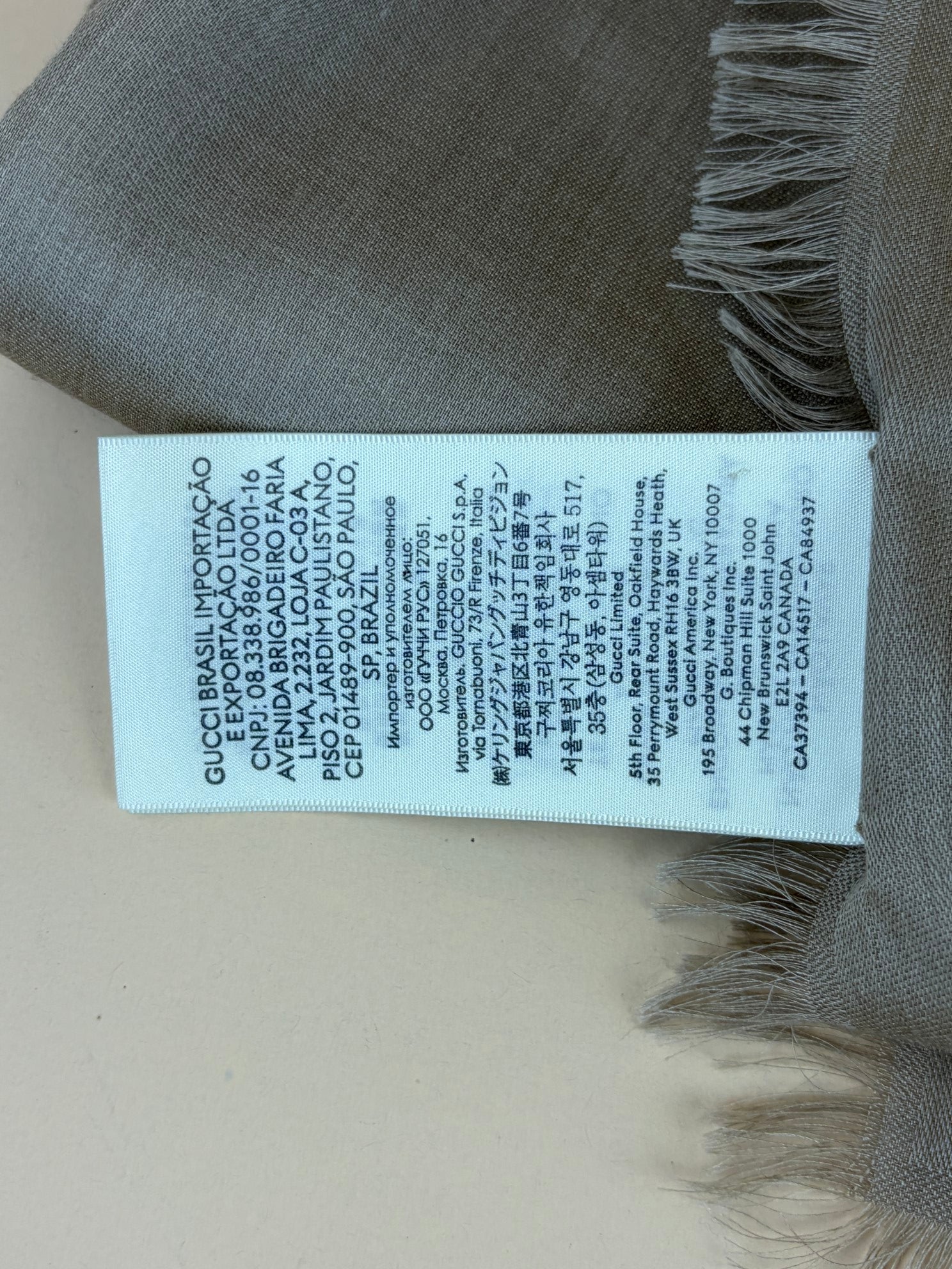Gucci gg light brown silk wool scarf