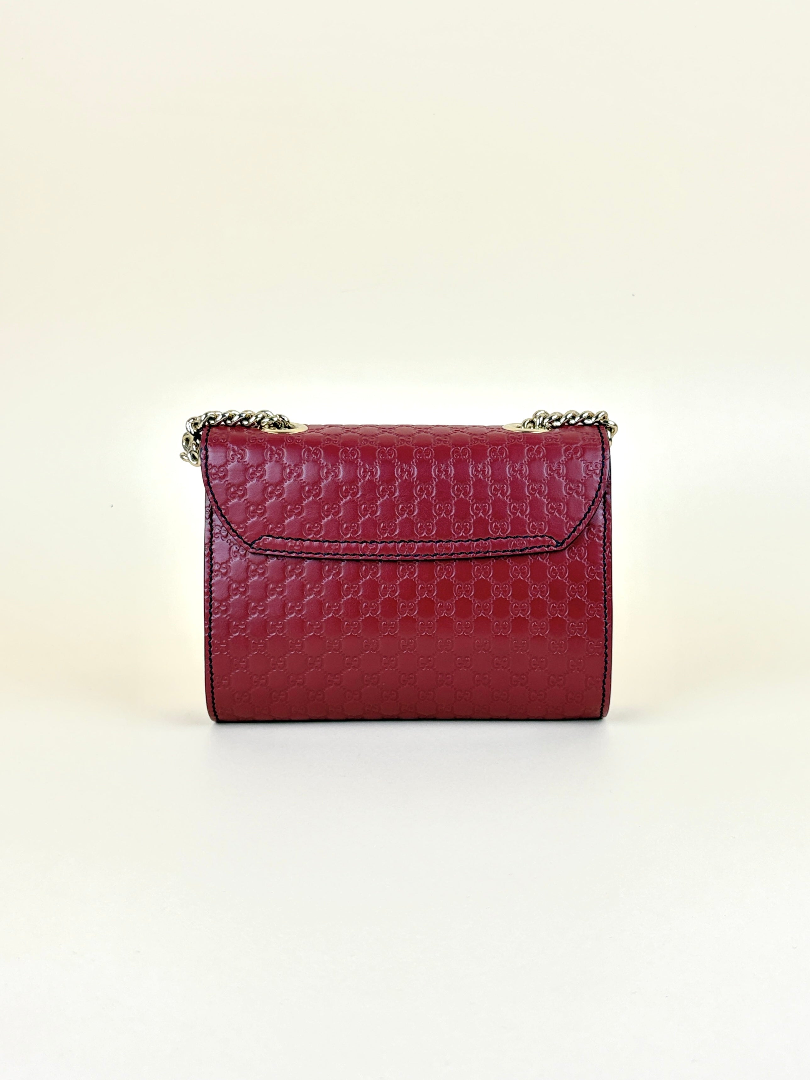 Gucci Rosso Soft Microguccissima Mini Emily Chain Shoulder Bag