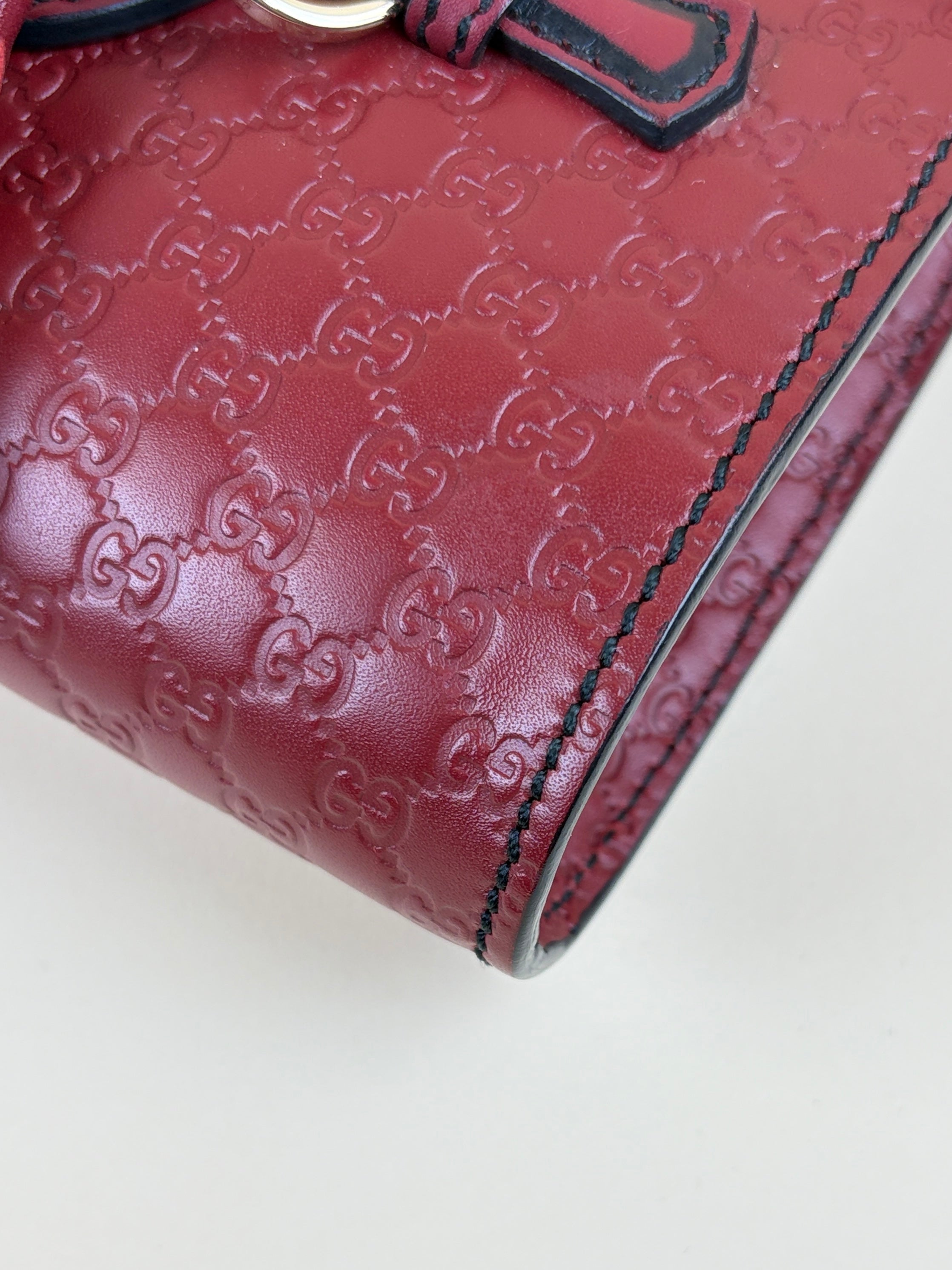Gucci Rosso Soft Microguccissima Mini Emily Chain Shoulder Bag
