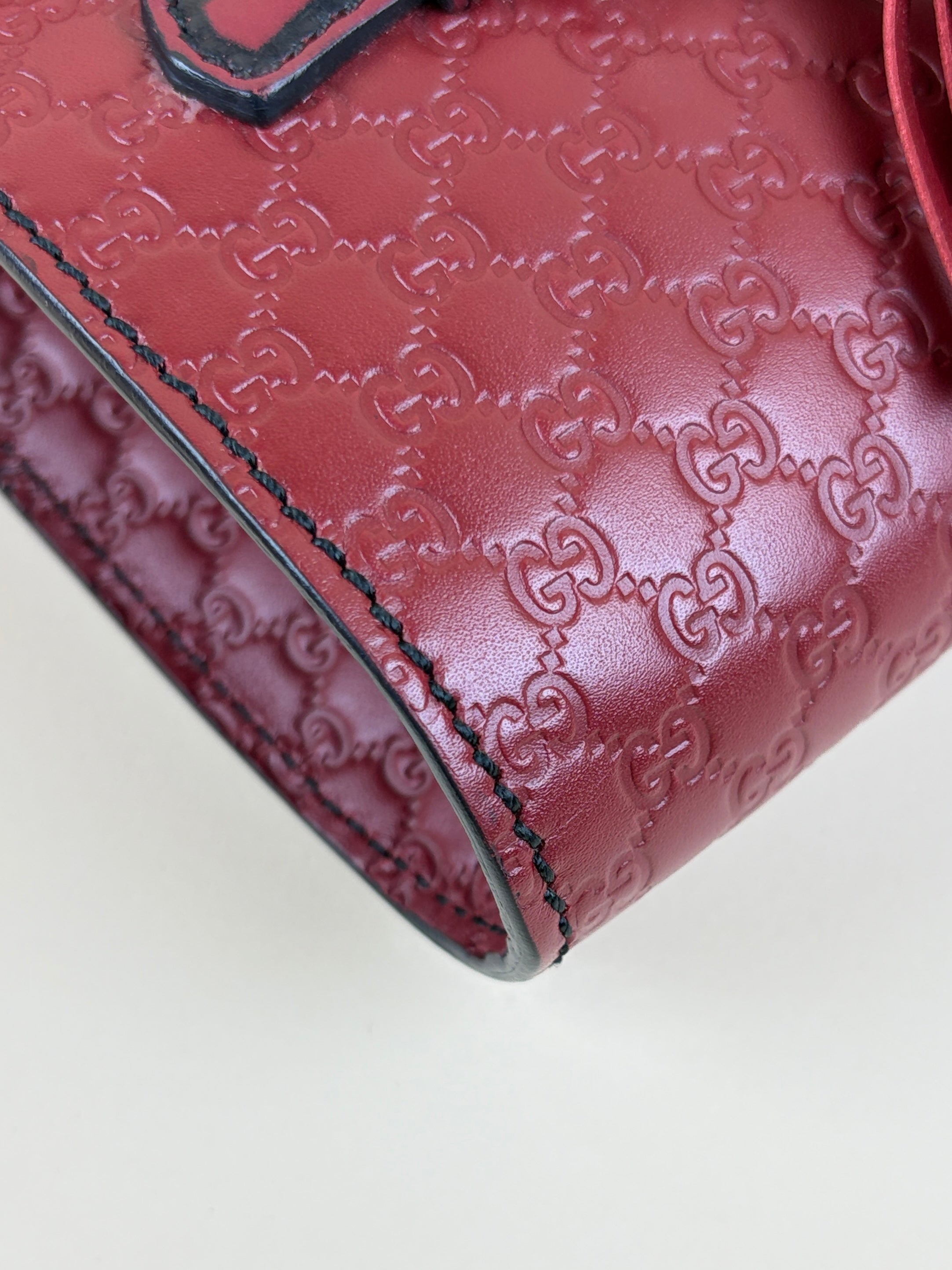 Gucci Rosso Soft Microguccissima Mini Emily Chain Shoulder Bag