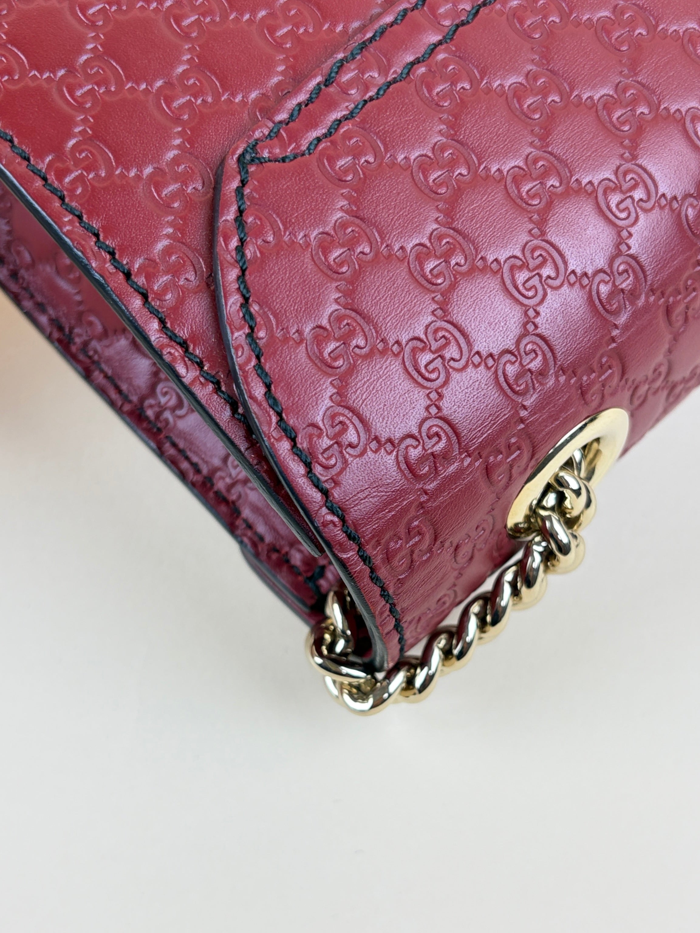 Gucci Rosso Soft Microguccissima Mini Emily Chain Shoulder Bag